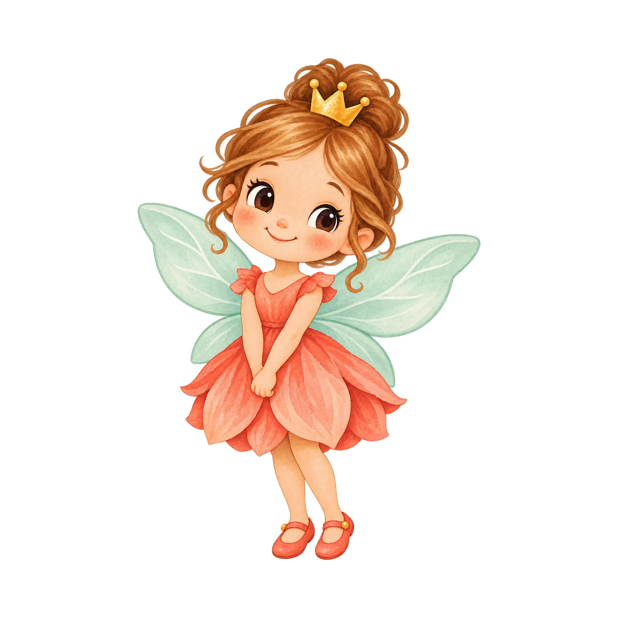 Bügelbild Kleine Fee Prinzessin, Lustiger Shirt Motiv als Grafik auf weißem Hintergrund (BB015725)