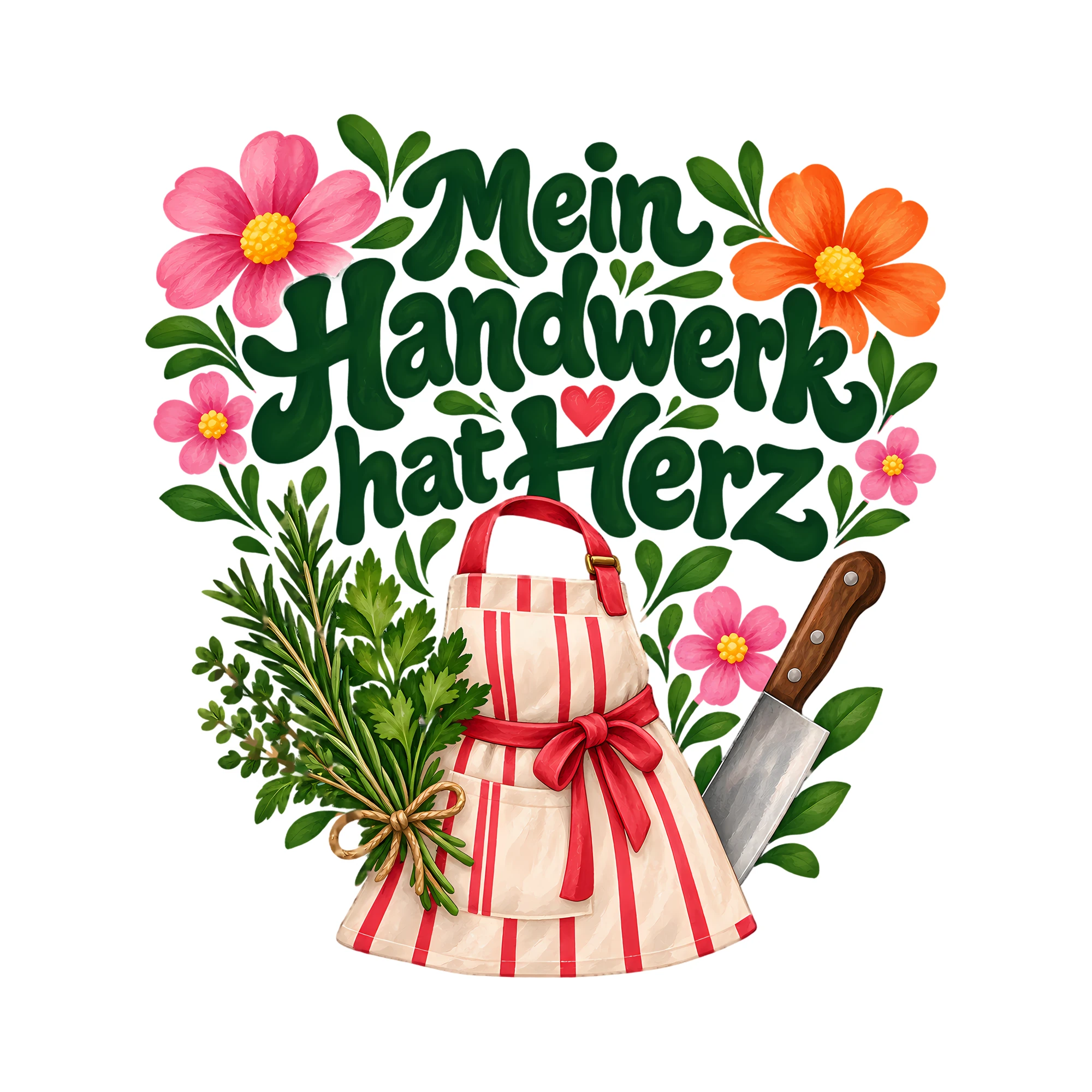Bügelbild Mein Handwerk hat Herz als Grafik auf weißem Hintergrund (BB011694)