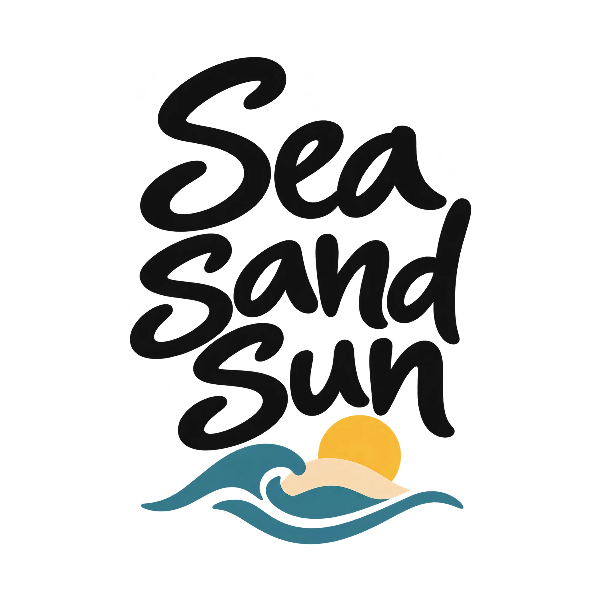 Bügelbild Sea Sand Sun, Lustiger Shirt Spruch als Grafik auf weißem Hintergrund (BB015918)