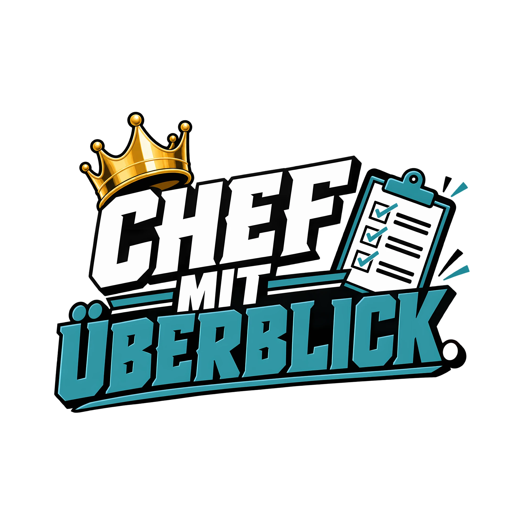 Bügelbild CHEF MIT ÜBERBLICK. als Grafik auf weißem Hintergrund (BB011549)