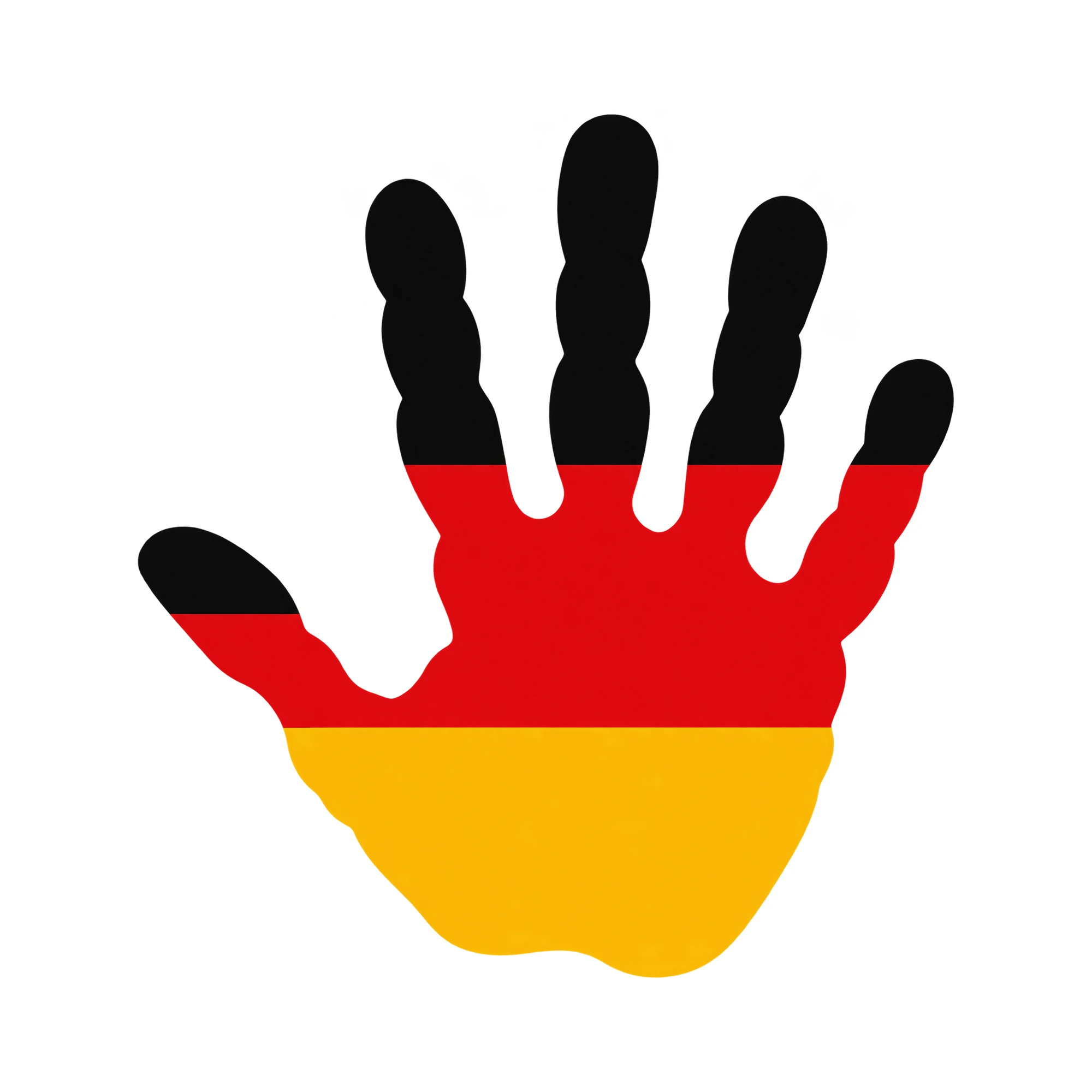 Bügelbild Hand Deutschland, Lustiger Shirt Motiv als Grafik auf weißem Hintergrund (BB015403)