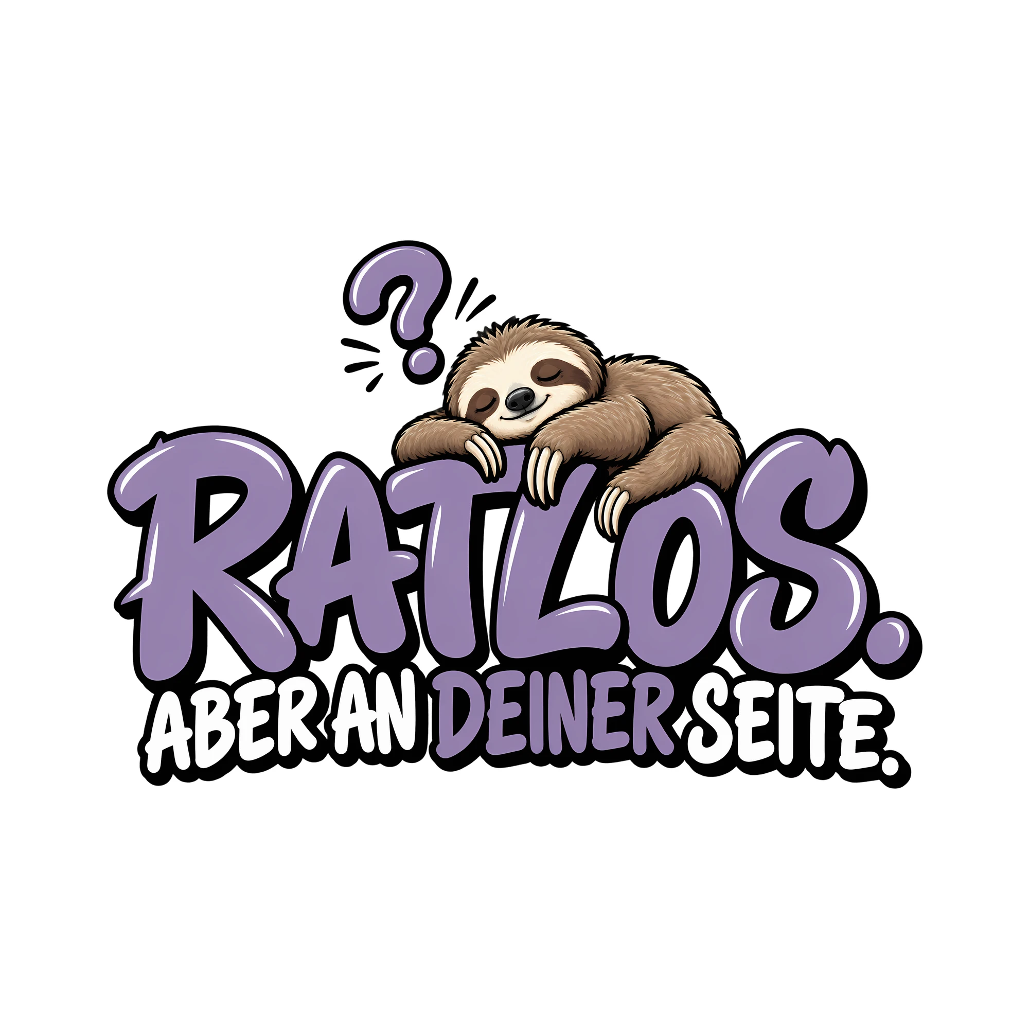 Bügelbild RATLOS. ABER AN DEINER SEITE. als Grafik auf weißem Hintergrund (BB014007)