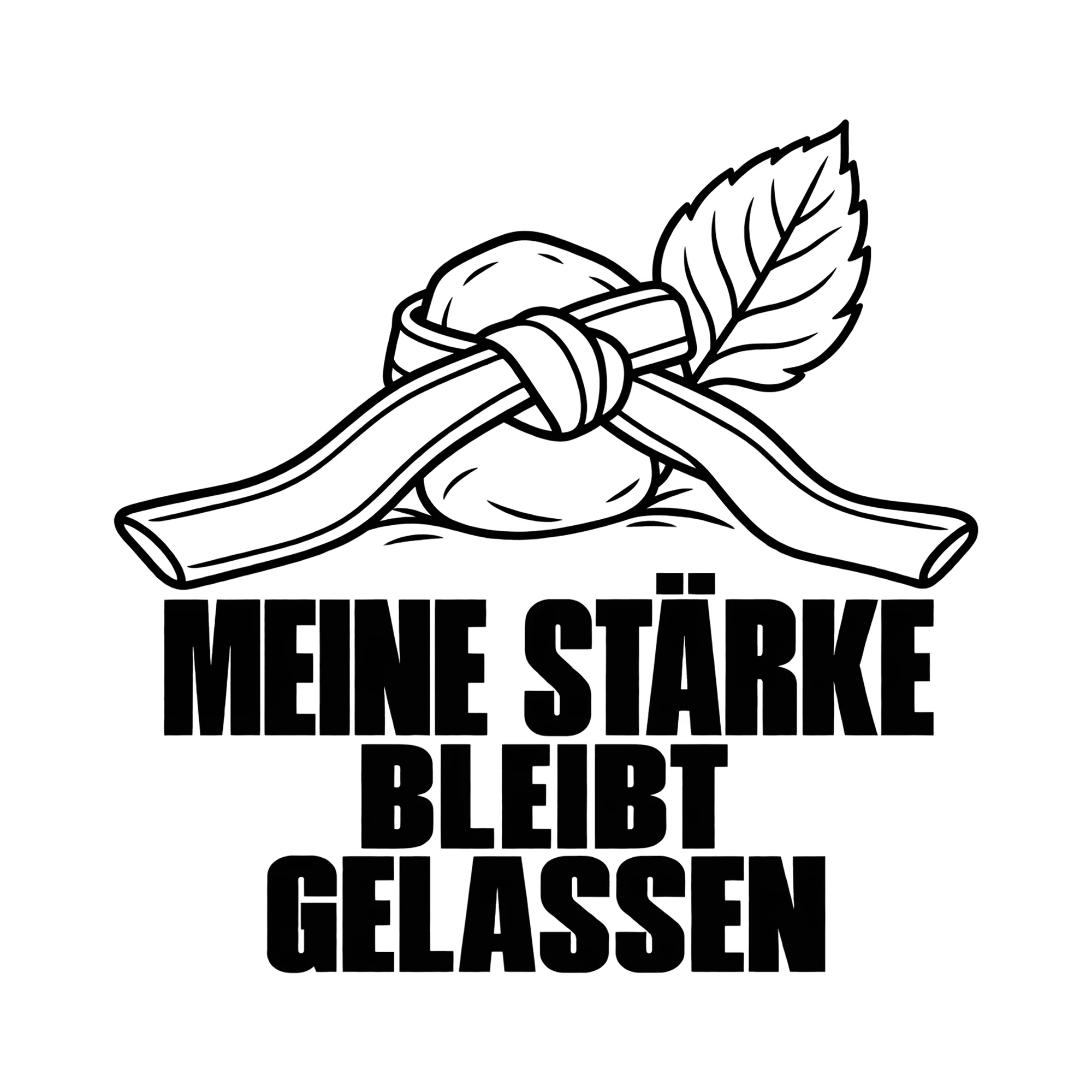 Bügelbild MEINE STÄRKE BLEIBT GELASSEN als Grafik auf weißem Hintergrund (BB013781)