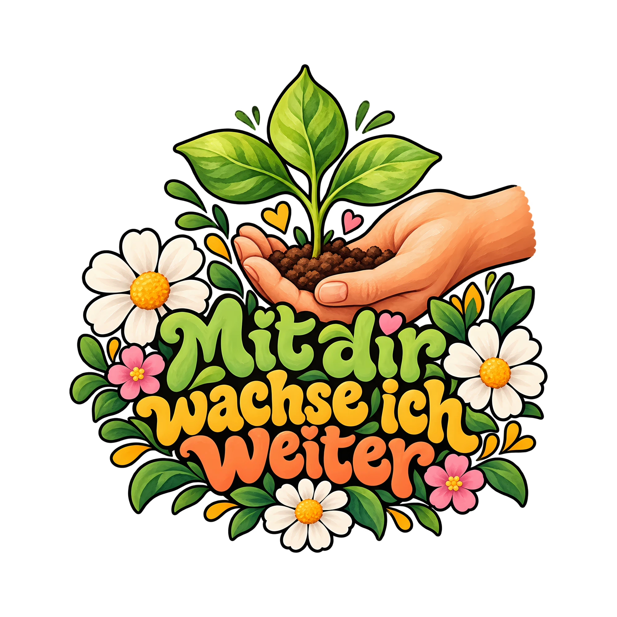 Bügelbild Mit dir wachse ich weiter als Grafik auf weißem Hintergrund (BB014205)