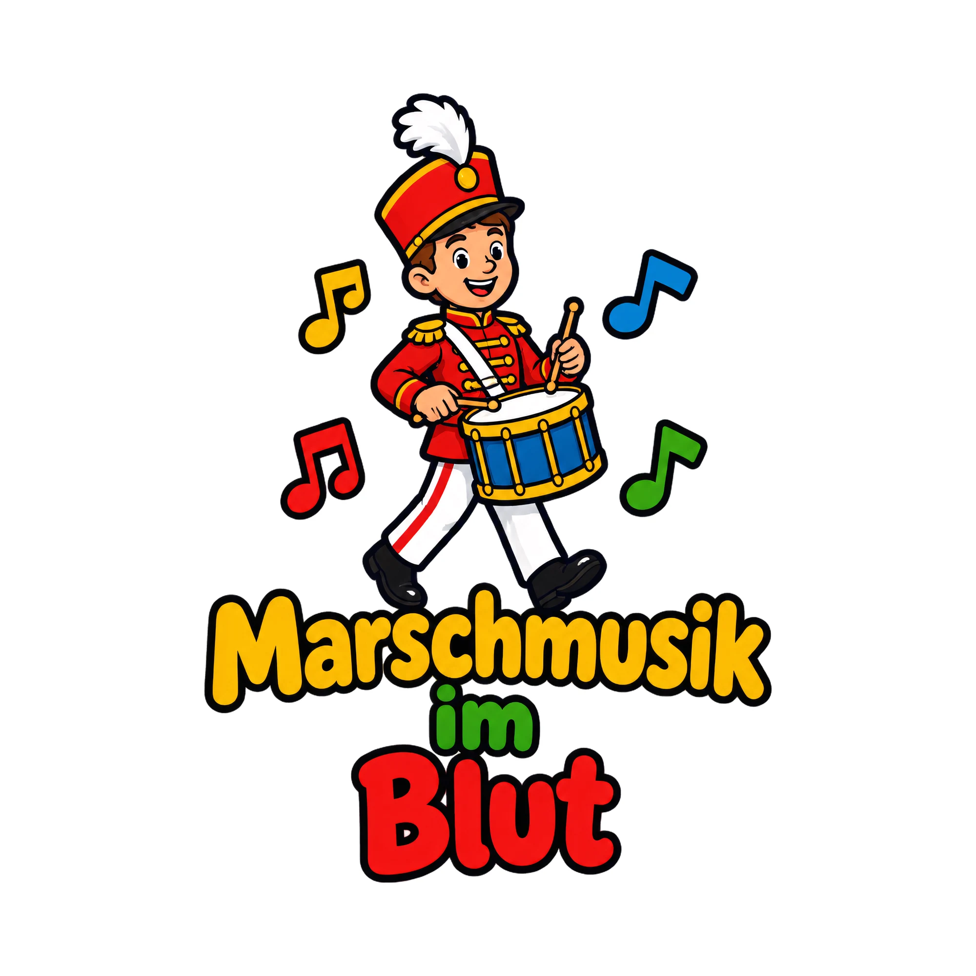 Bügelbild Marschmusik im Blut, Vereine Shirt Spruch als Grafik auf weißem Hintergrund (BB020487)