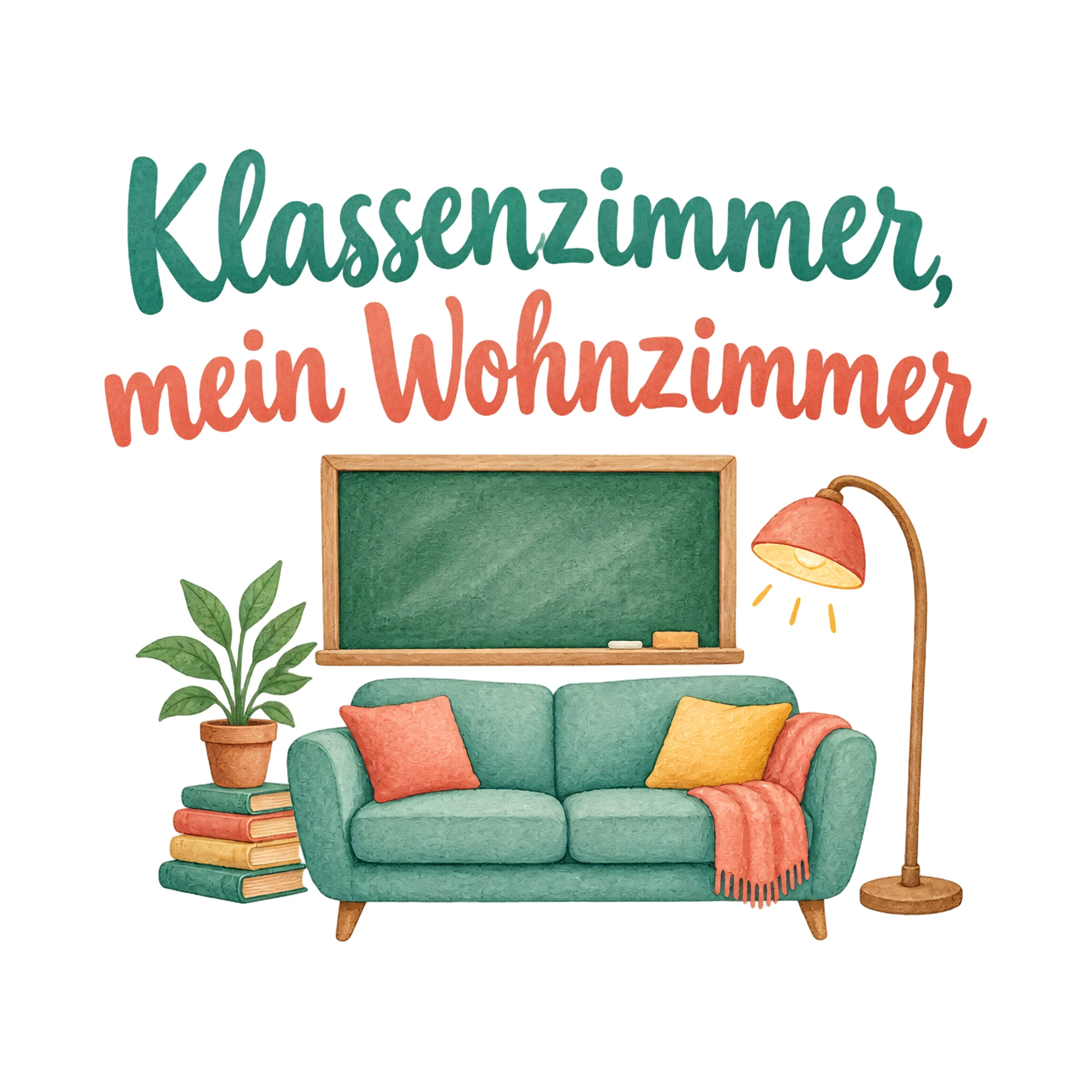 Bügelbild Klassenzimmer, mein Wohnzimmer als Grafik auf weißem Hintergrund (BB020341)