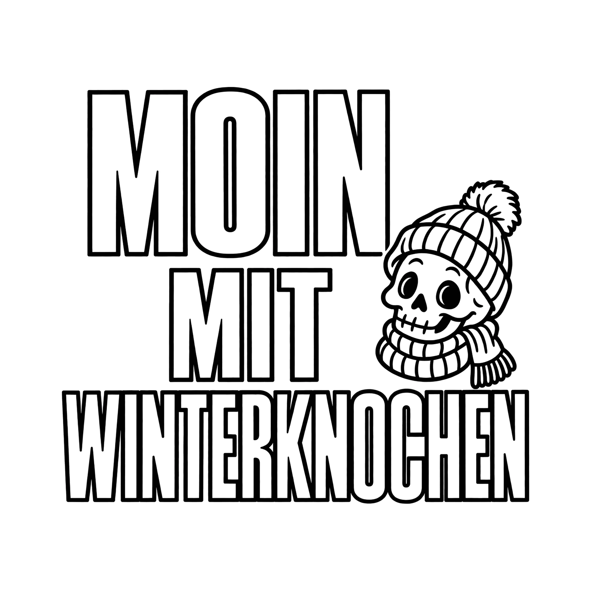 Bügelbild Moin mit Winterknochen als Grafik auf weißem Hintergrund (BB014468)