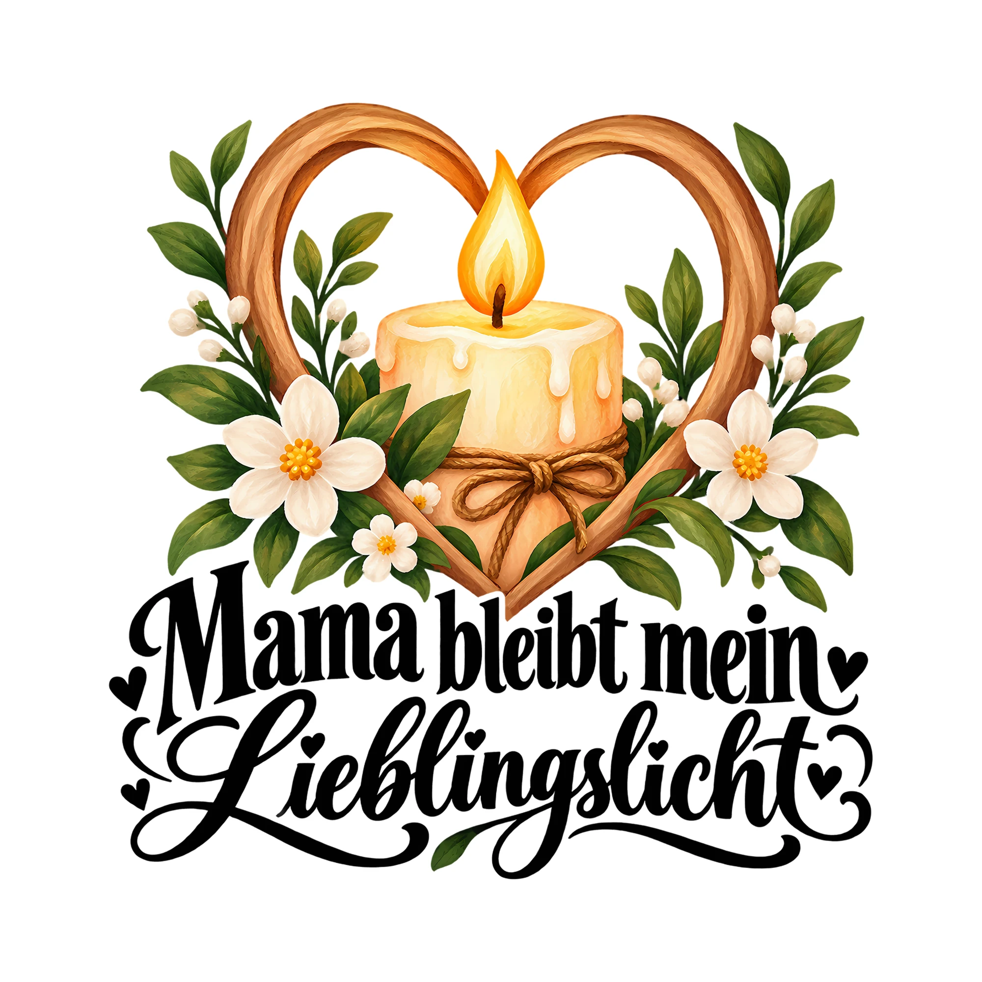 Bügelbild Mama bleibt mein Lieblingslicht als Grafik auf weißem Hintergrund (BB012453)