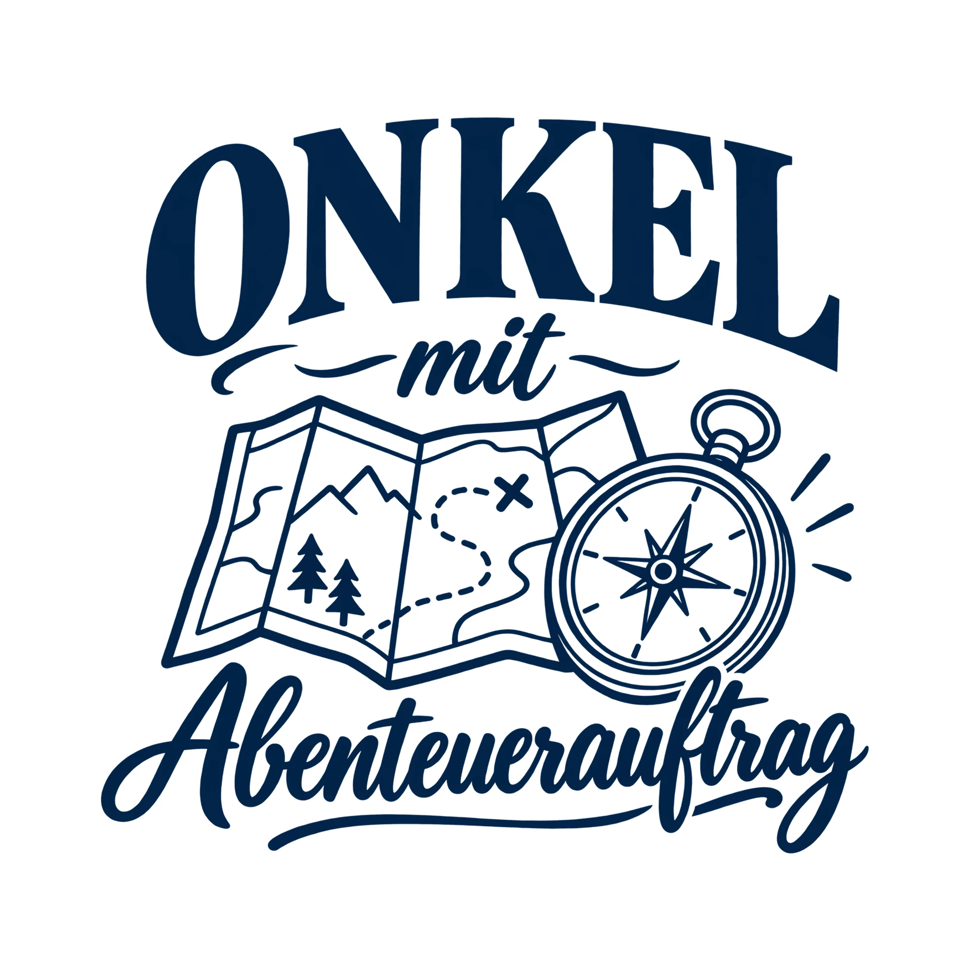 Bügelbild Onkel mit Abenteuerauftrag als Grafik auf weißem Hintergrund (BB013551)