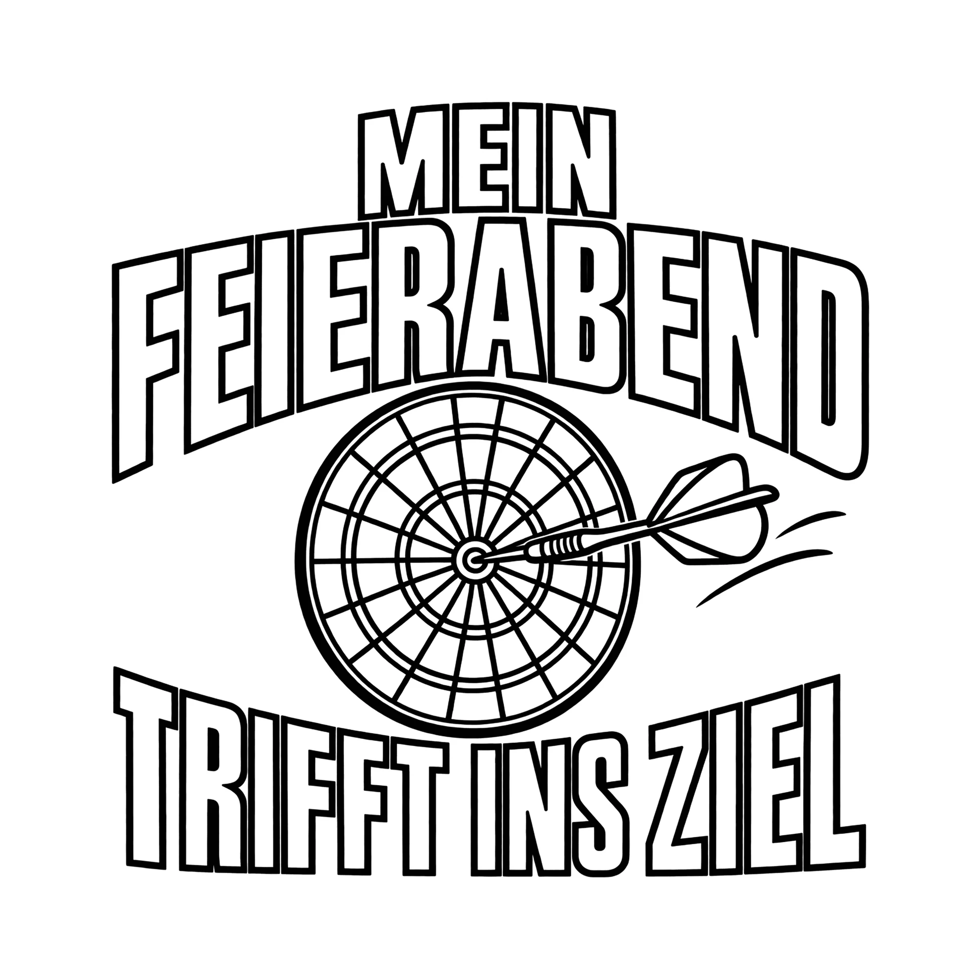 Bügelbild MEIN FEIERABEND TRIFFT INS ZIEL als Grafik auf weißem Hintergrund (BB013810)