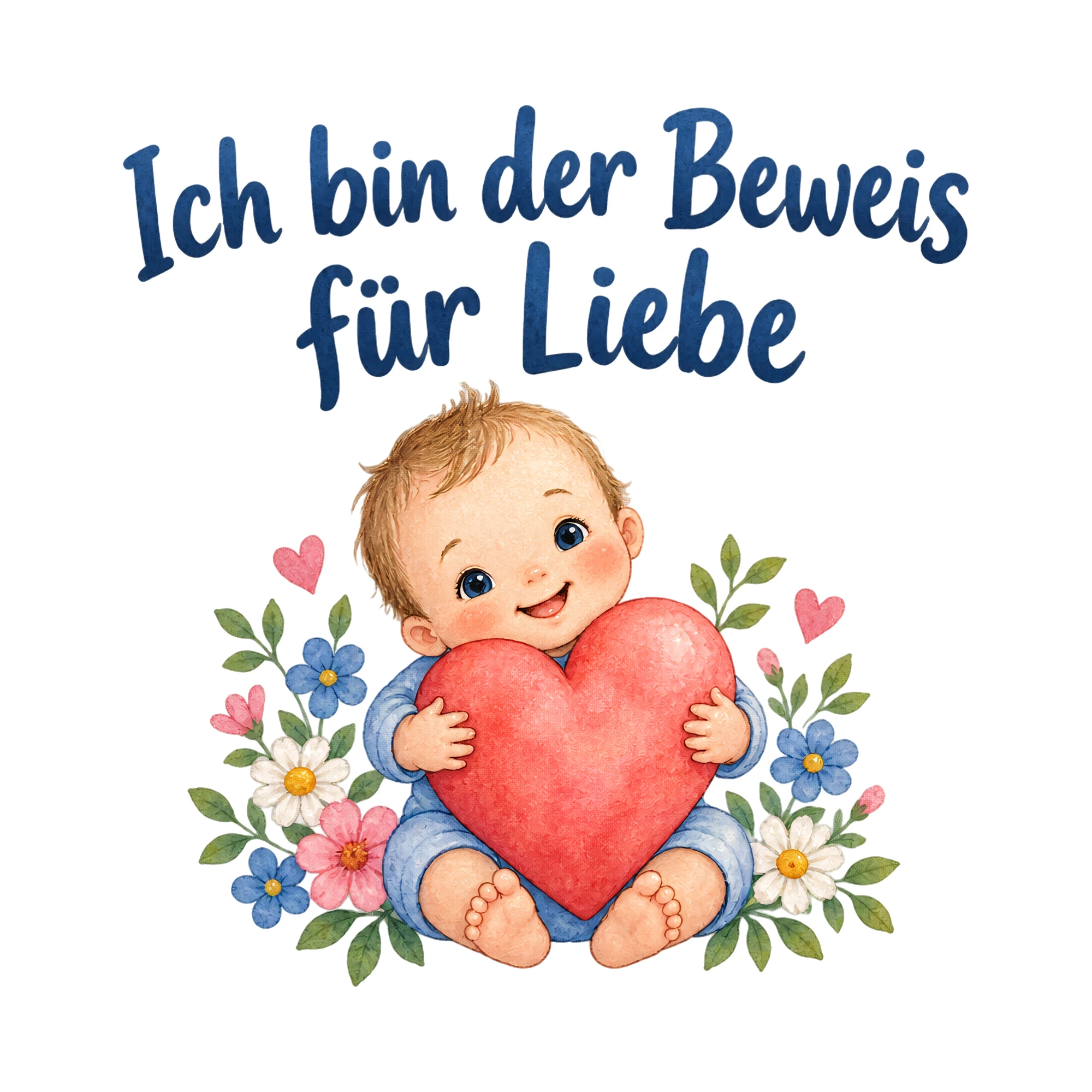 Bügelbild Ich bin der Beweis für Liebe als Grafik auf weißem Hintergrund (BB020057)