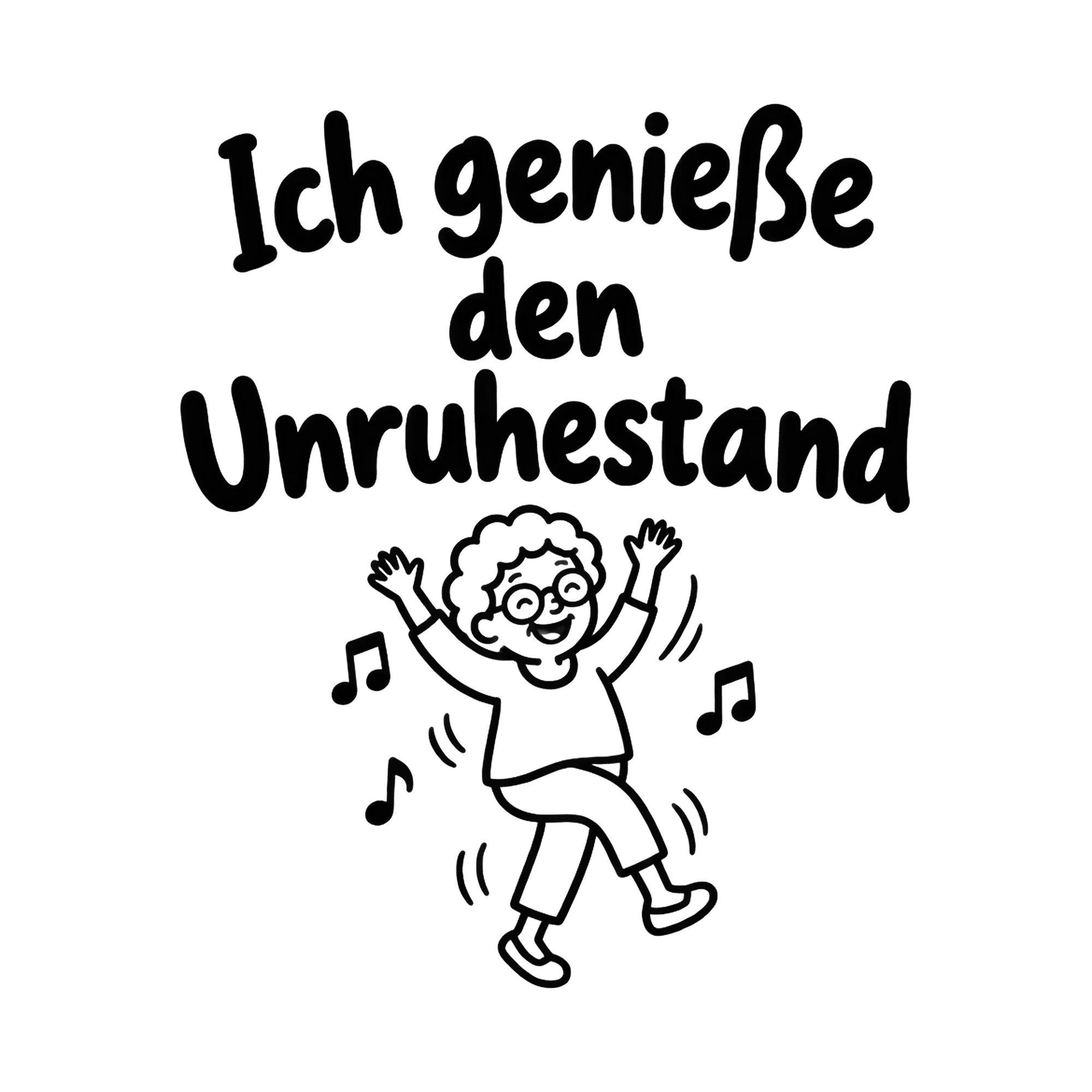 Bügelbild Ich genieße den Unruhestand als Grafik auf weißem Hintergrund (BB019268)
