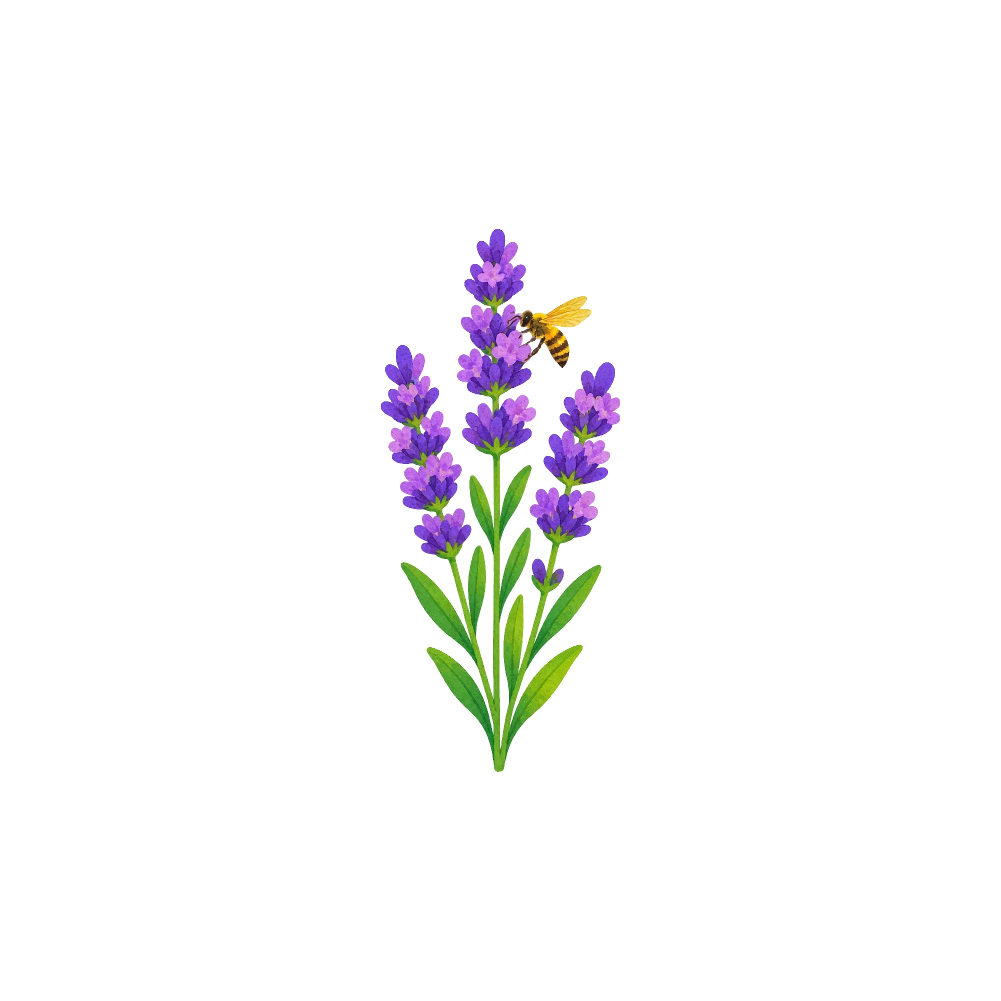 Bügelbild Lavendel mit Biene als Grafik auf weißem Hintergrund (BB011405)