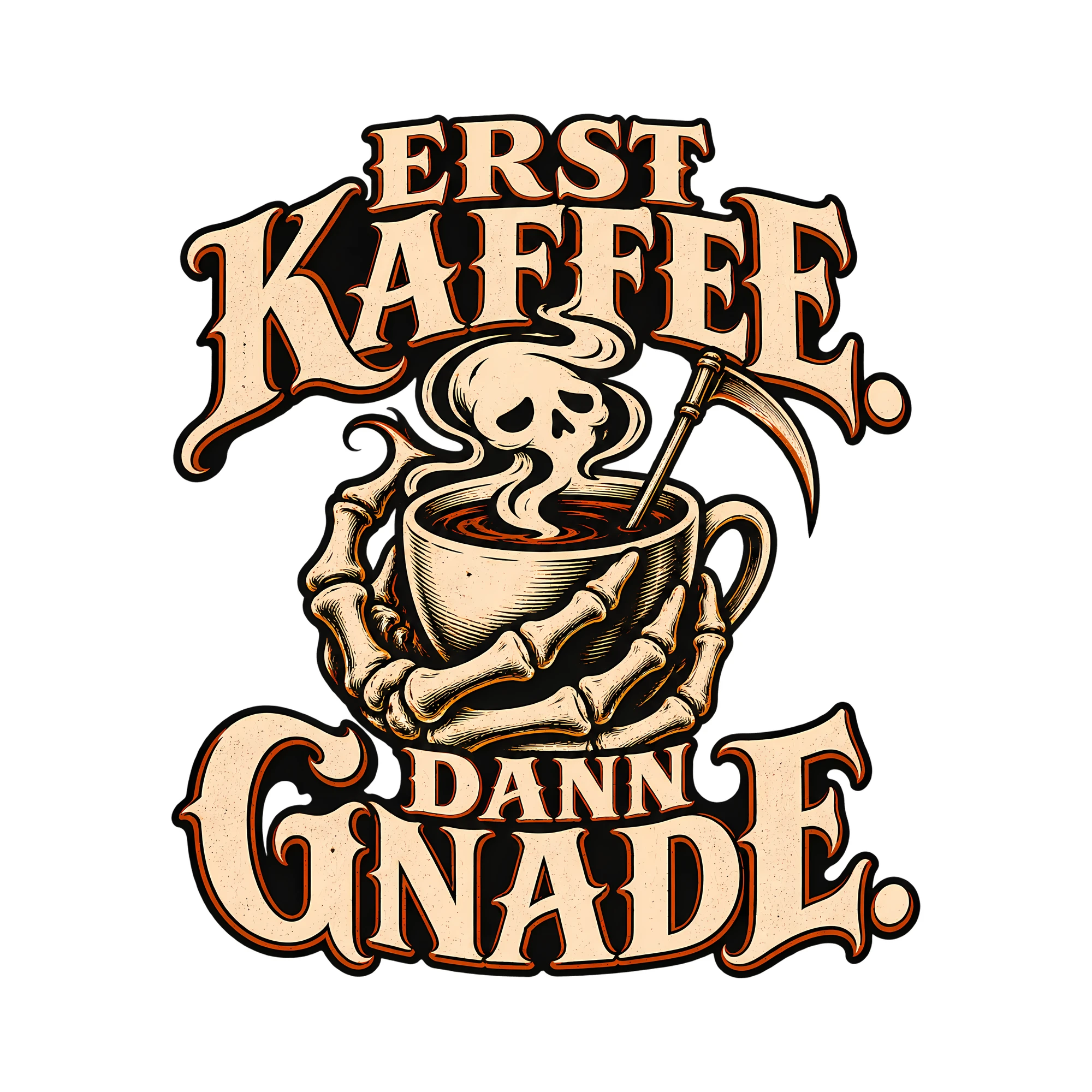 Bügelbild ERST KAFFEE. DANN GNADE. als Grafik auf weißem Hintergrund (BB012077)