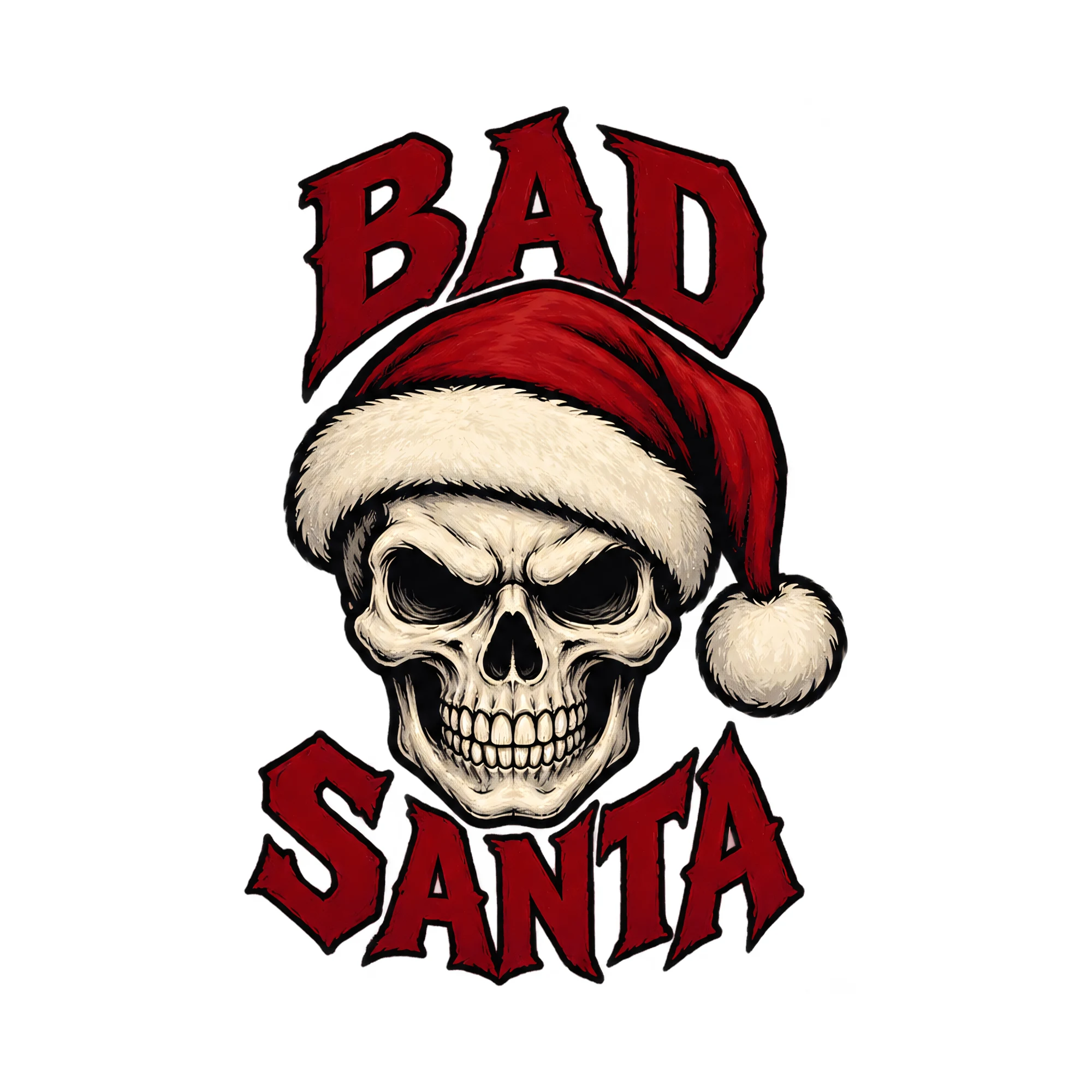 Bügelbild Bad Santa, Weihnachten Shirt Motiv als Grafik auf weißem Hintergrund (BB017363)