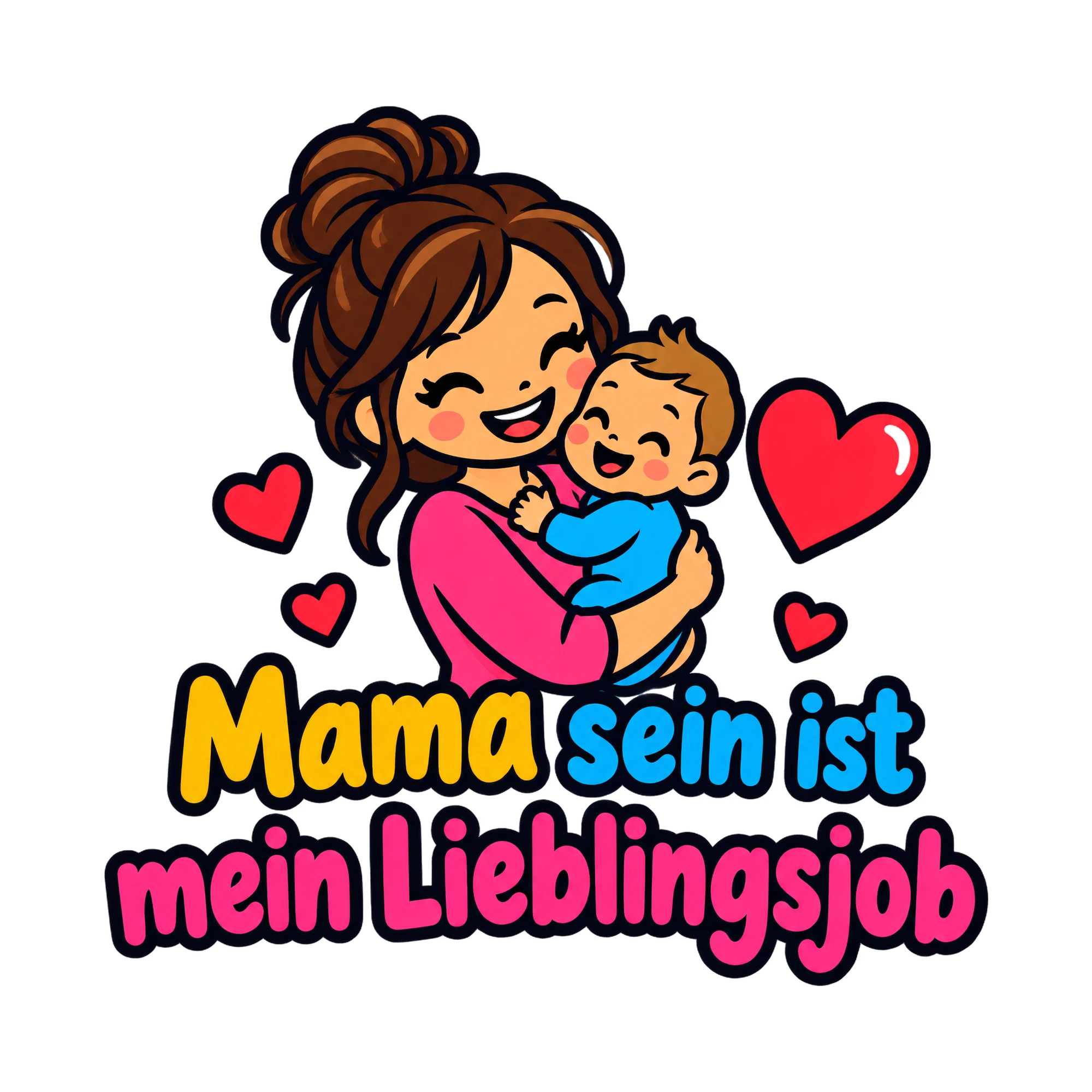 Bügelbild Mama sein ist mein Lieblingsjob als Grafik auf weißem Hintergrund (BB019174)