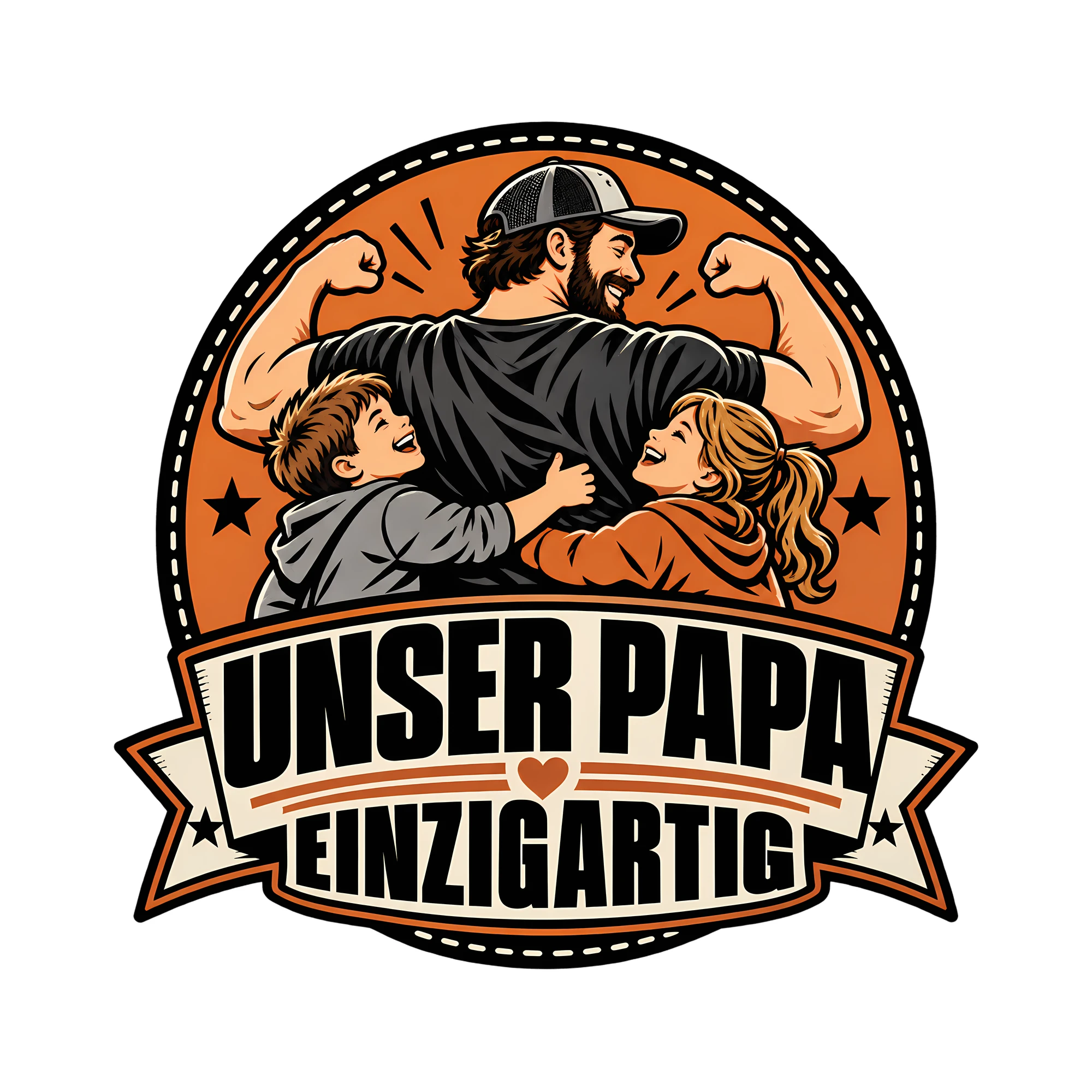 Bügelbild Unser Papa einzigartig als Grafik auf weißem Hintergrund (BB012355)