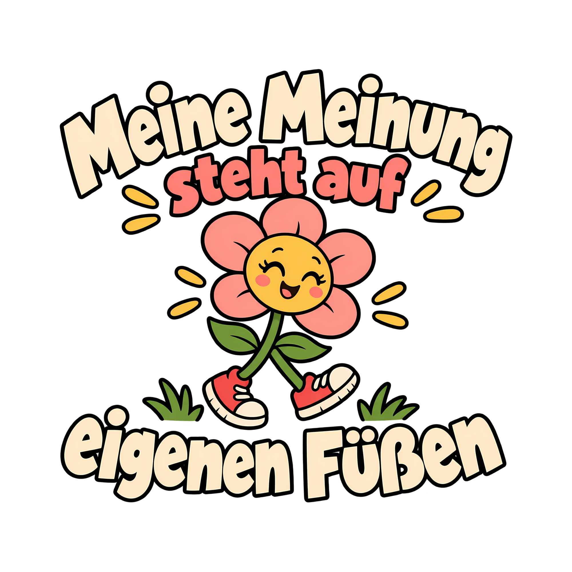 Bügelbild Meine Meinung steht auf eigenen Füßen als Grafik auf weißem Hintergrund (BB014445)