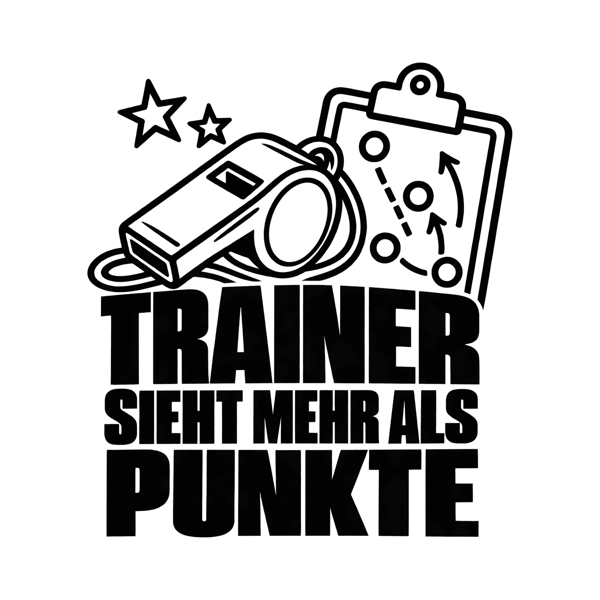 Bügelbild TRAINER SIEHT MEHR ALS PUNKTE als Grafik auf weißem Hintergrund (BB014243)
