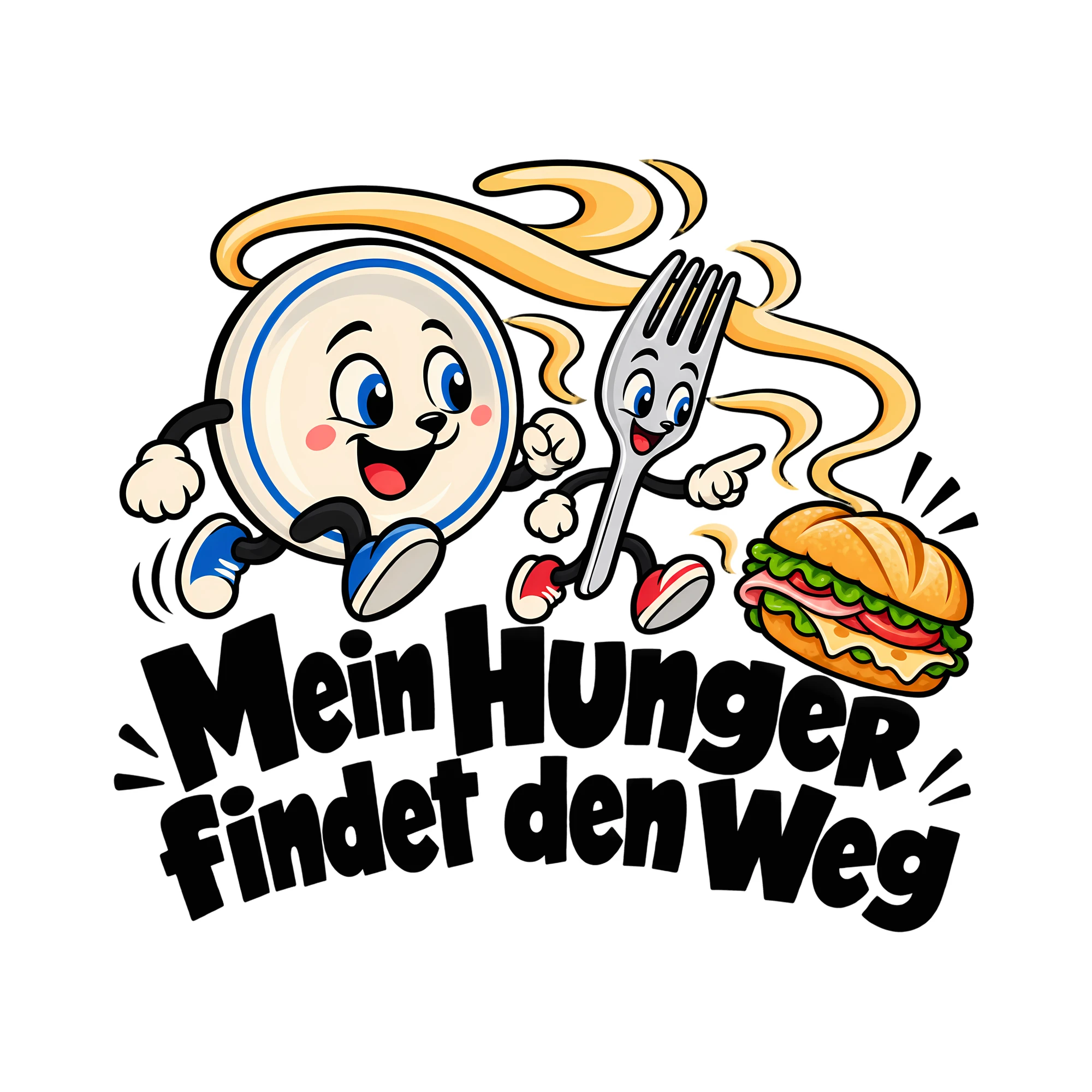 Bügelbild Mein Hunger findet den Weg als Grafik auf weißem Hintergrund (BB012239)