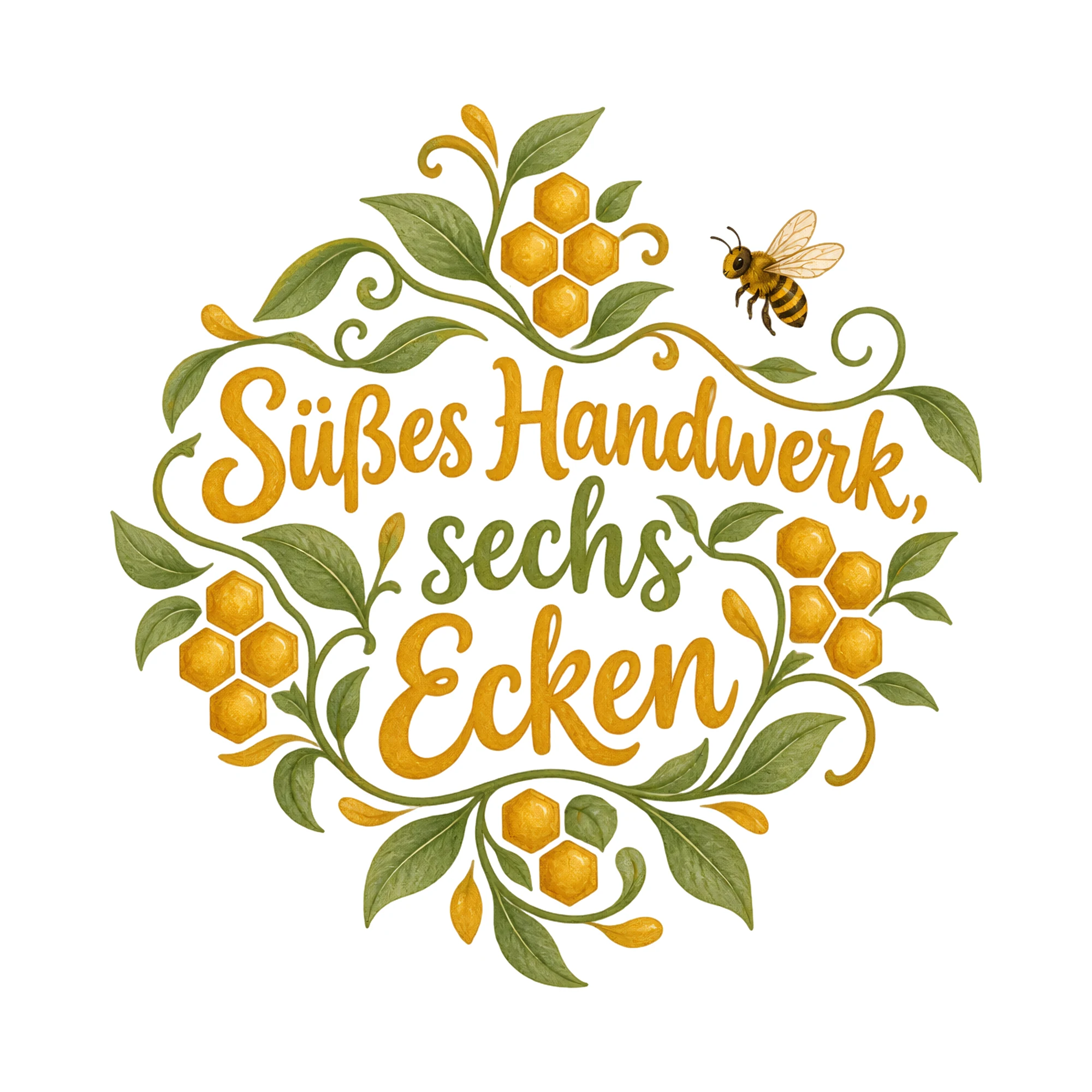 Bügelbild Süßes Handwerk, sechs Ecken als Grafik auf weißem Hintergrund (BB019310)