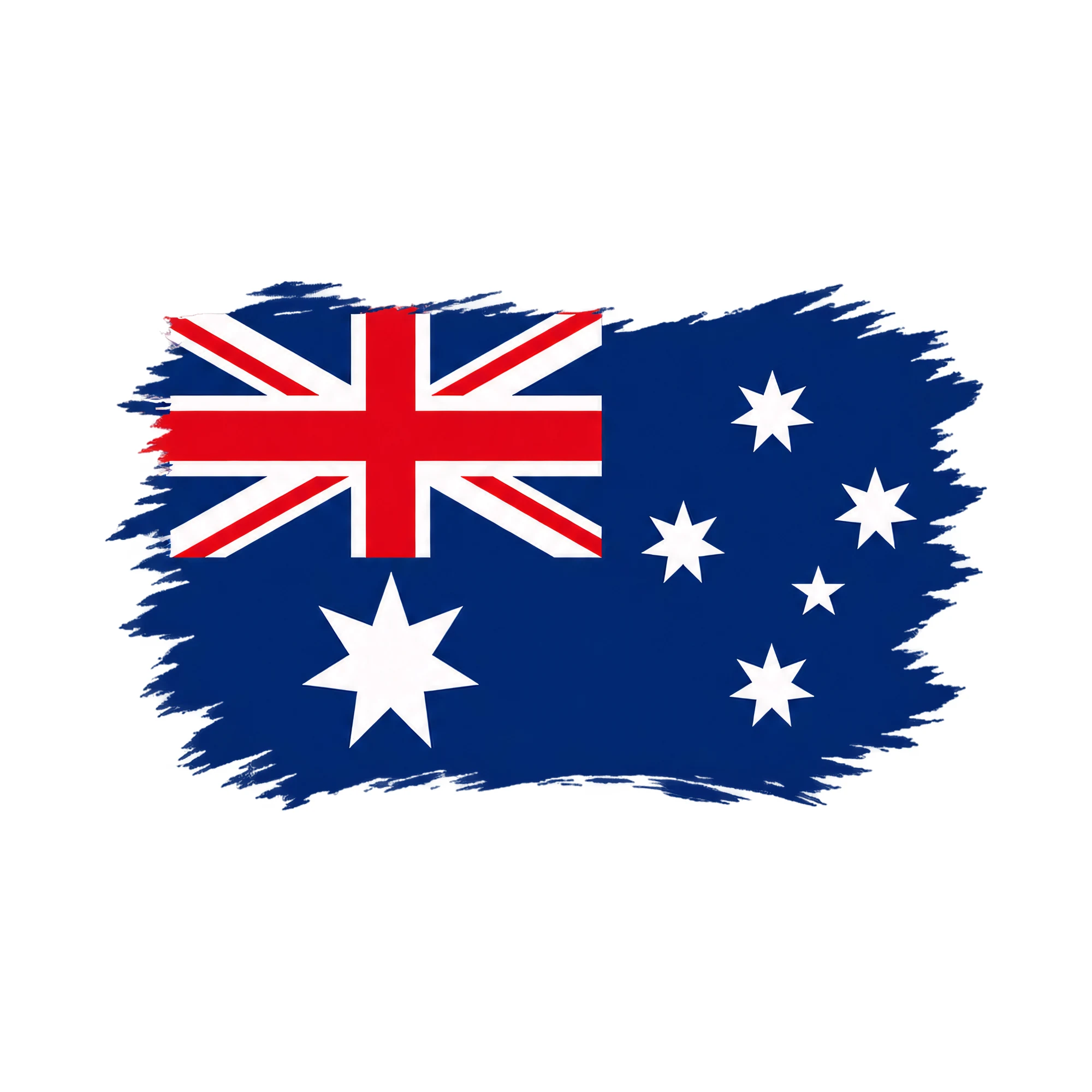 Bügelbild Flagge Australien im Pinselstrich, Urlaub Shirt Spruch als Grafik auf weißem Hintergrund (BB017805)
