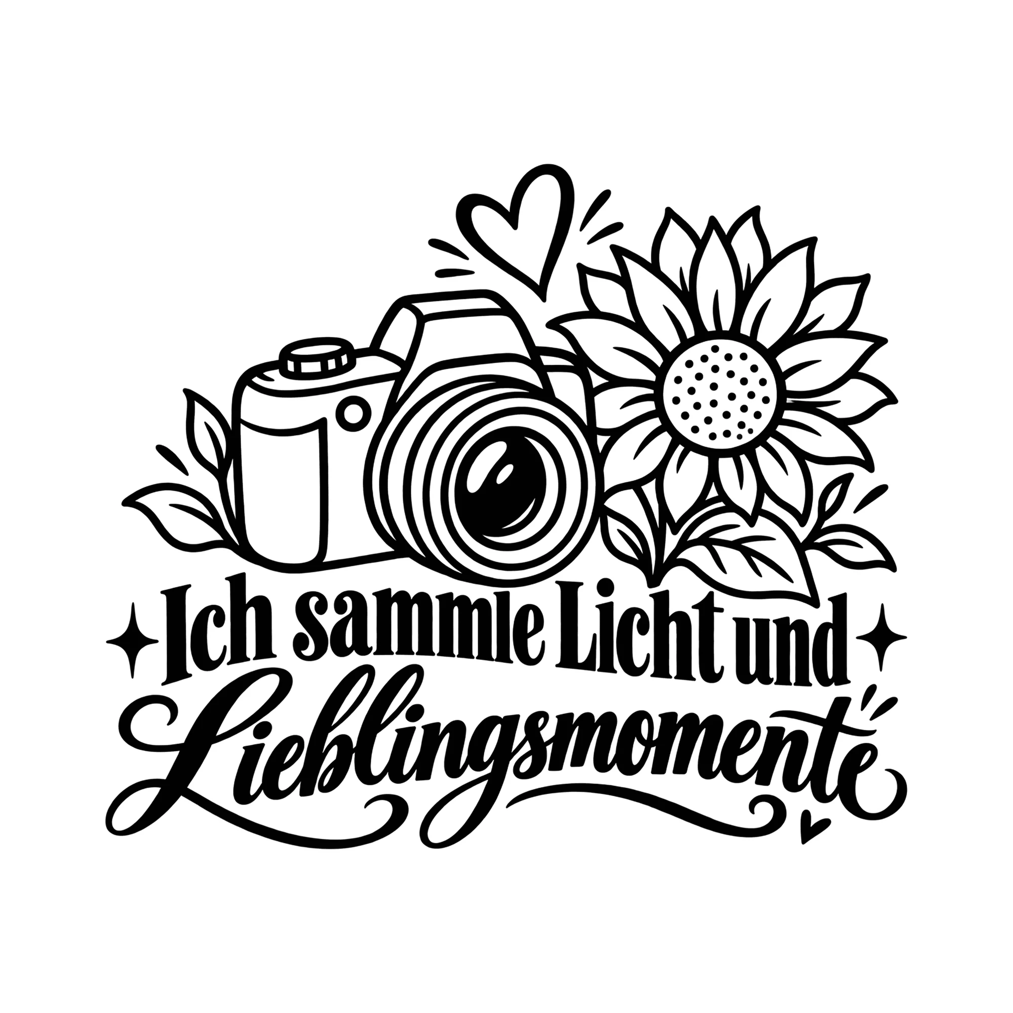Bügelbild Ich sammle Licht und Lieblingsmomente als Grafik auf weißem Hintergrund (BB012970)