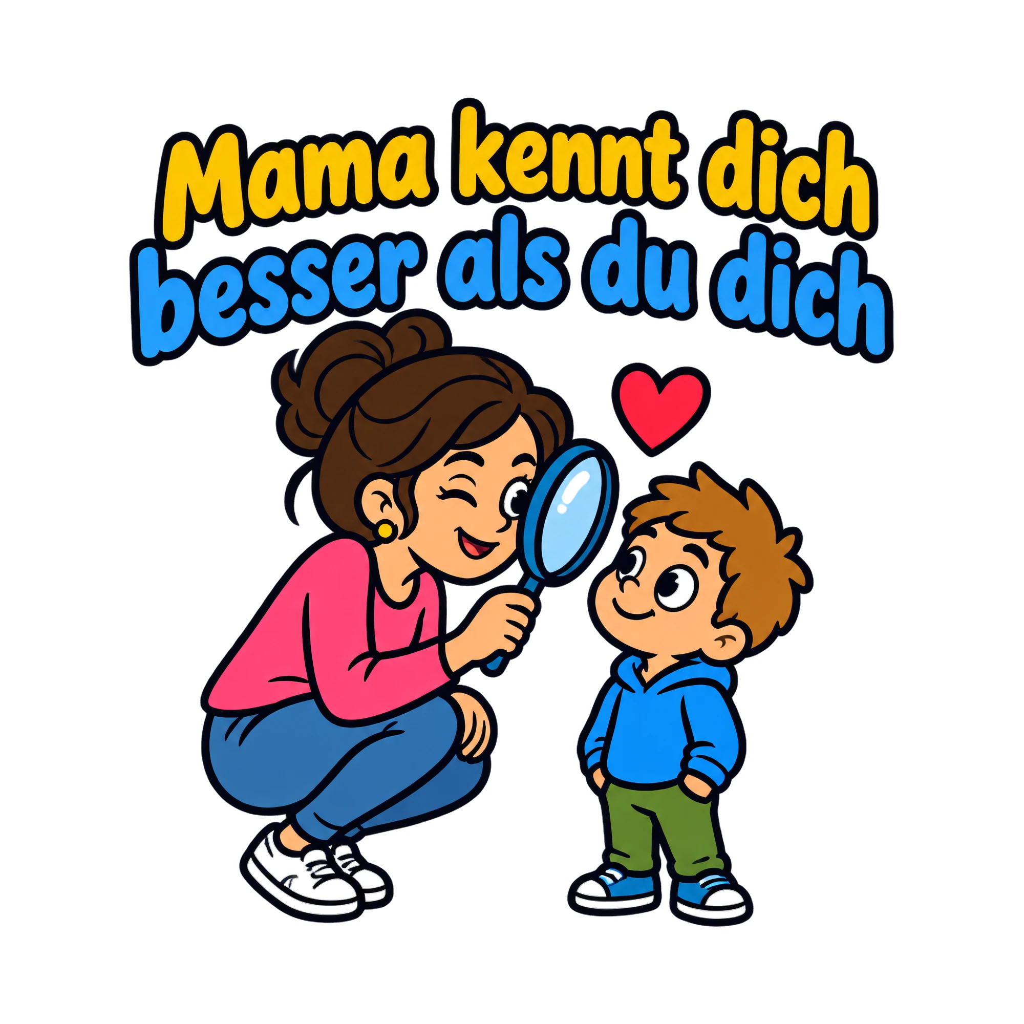 Bügelbild Mama kennt dich besser als du dich als Grafik auf weißem Hintergrund (BB019194)