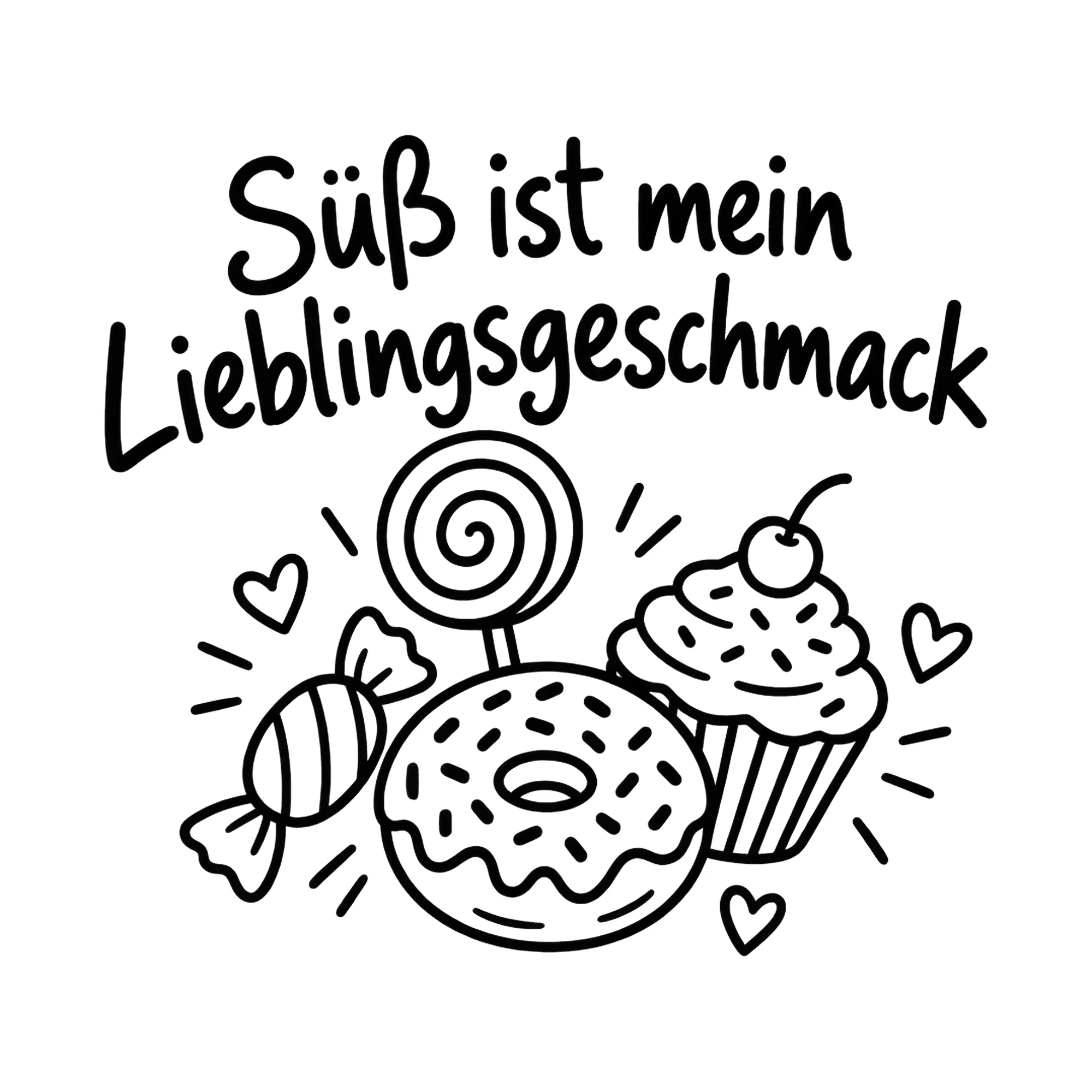 Bügelbild Süß ist mein Lieblingsgeschmack als Grafik auf weißem Hintergrund (BB019621)