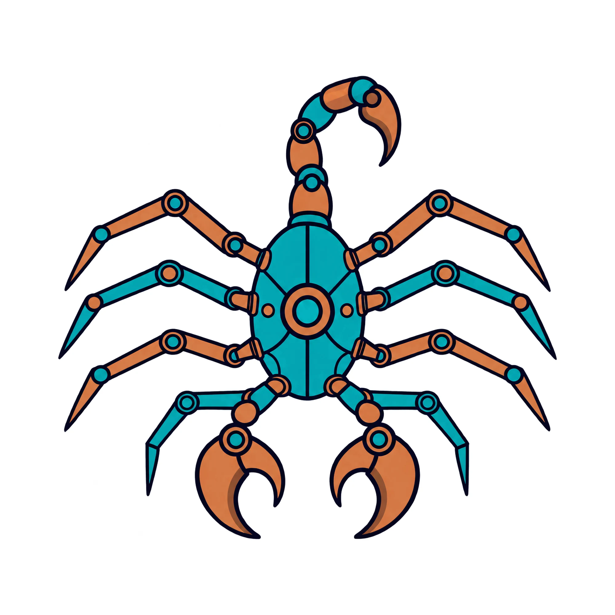 Bügelbild Mecha Roboter Sternzeichen Skorpion, Lustiger Shirt Motiv als Grafik auf weißem Hintergrund (BB015903)