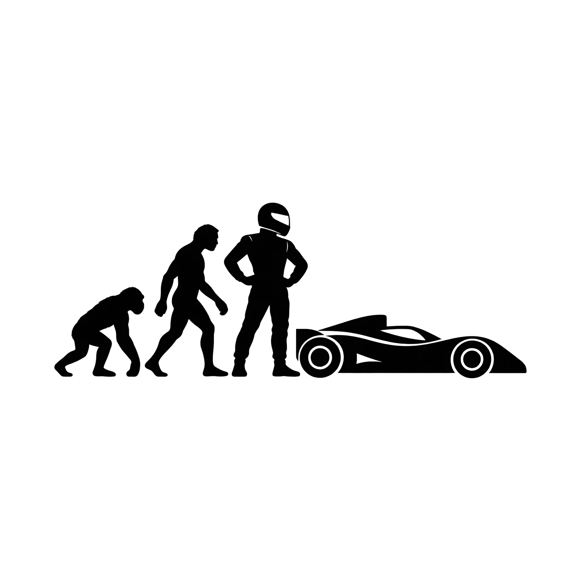 Bügelbild Evolution Racer, Lustiger Shirt Motiv als Grafik auf weißem Hintergrund (BB015285)