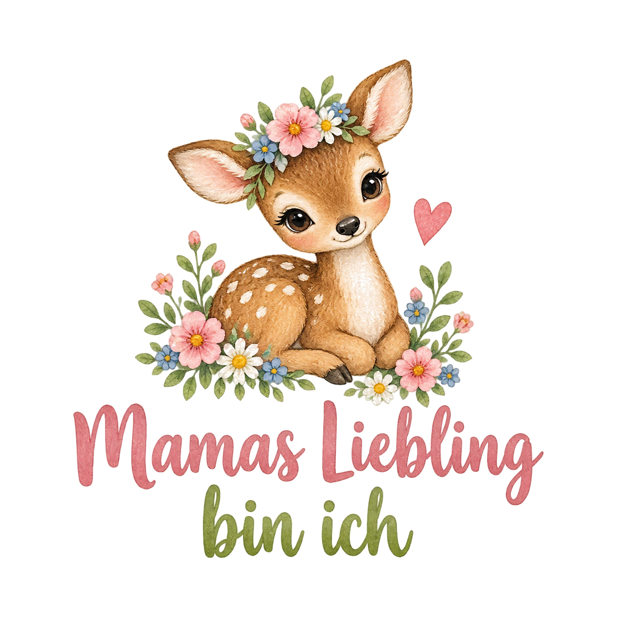 Bügelbild Mamas Liebling bin ich als Grafik auf weißem Hintergrund (BB019200)