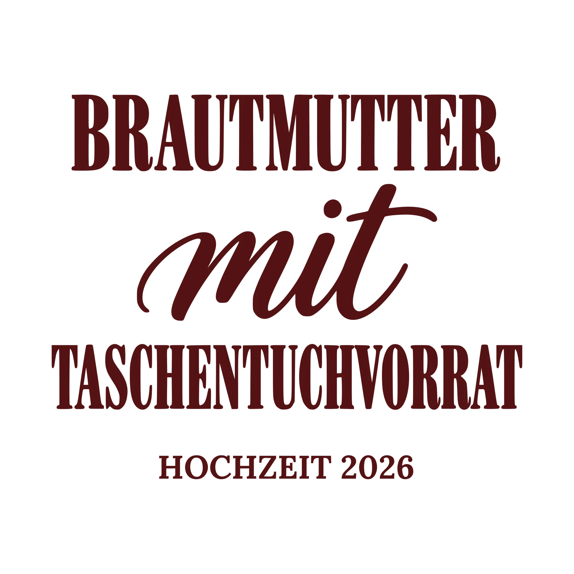 Bügelbild Brautmutter mit Taschentuchvorrat mit Jahr als Grafik auf weißem Hintergrund (BB010729)