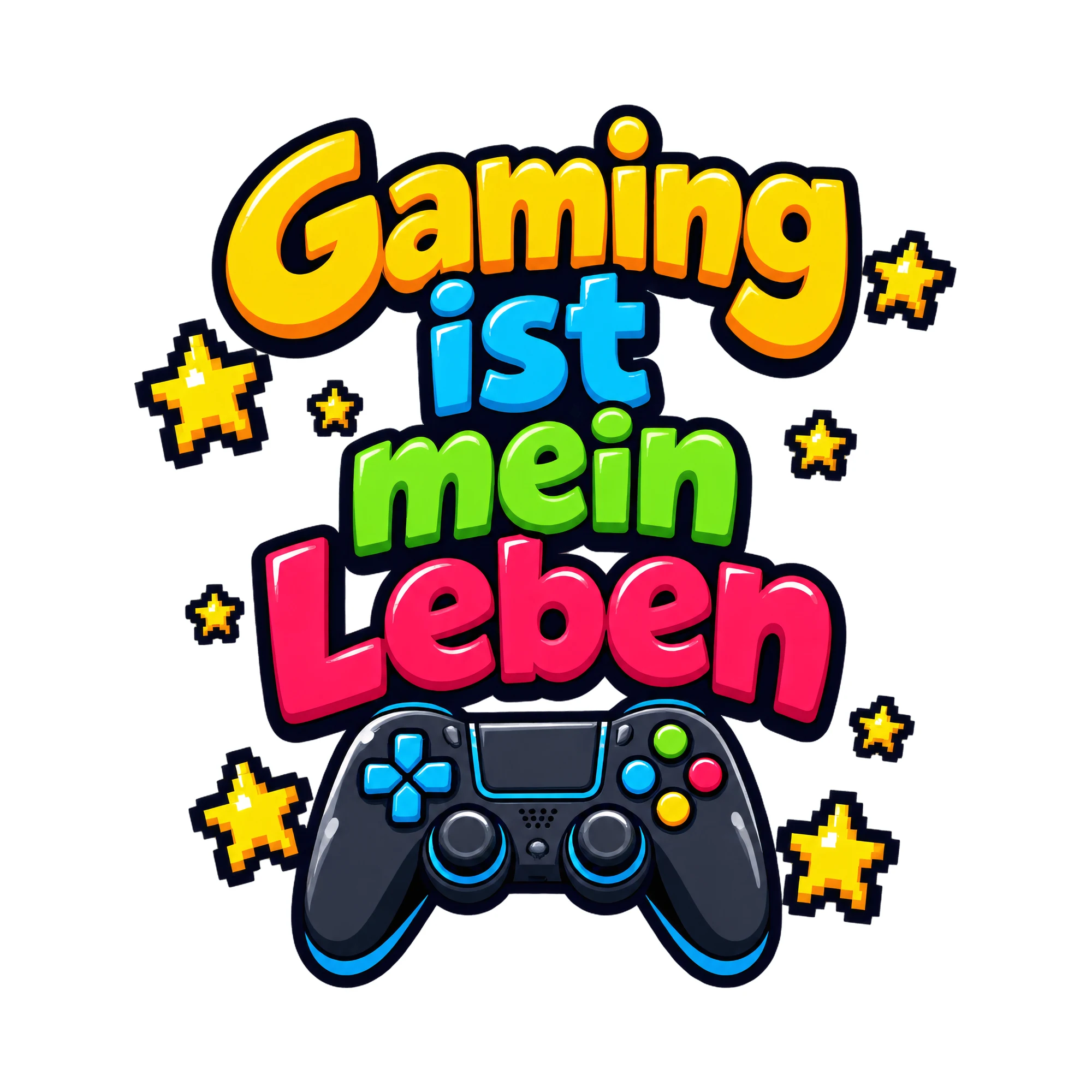 Bügelbild Gaming ist mein Leben als Grafik auf weißem Hintergrund (BB018522)