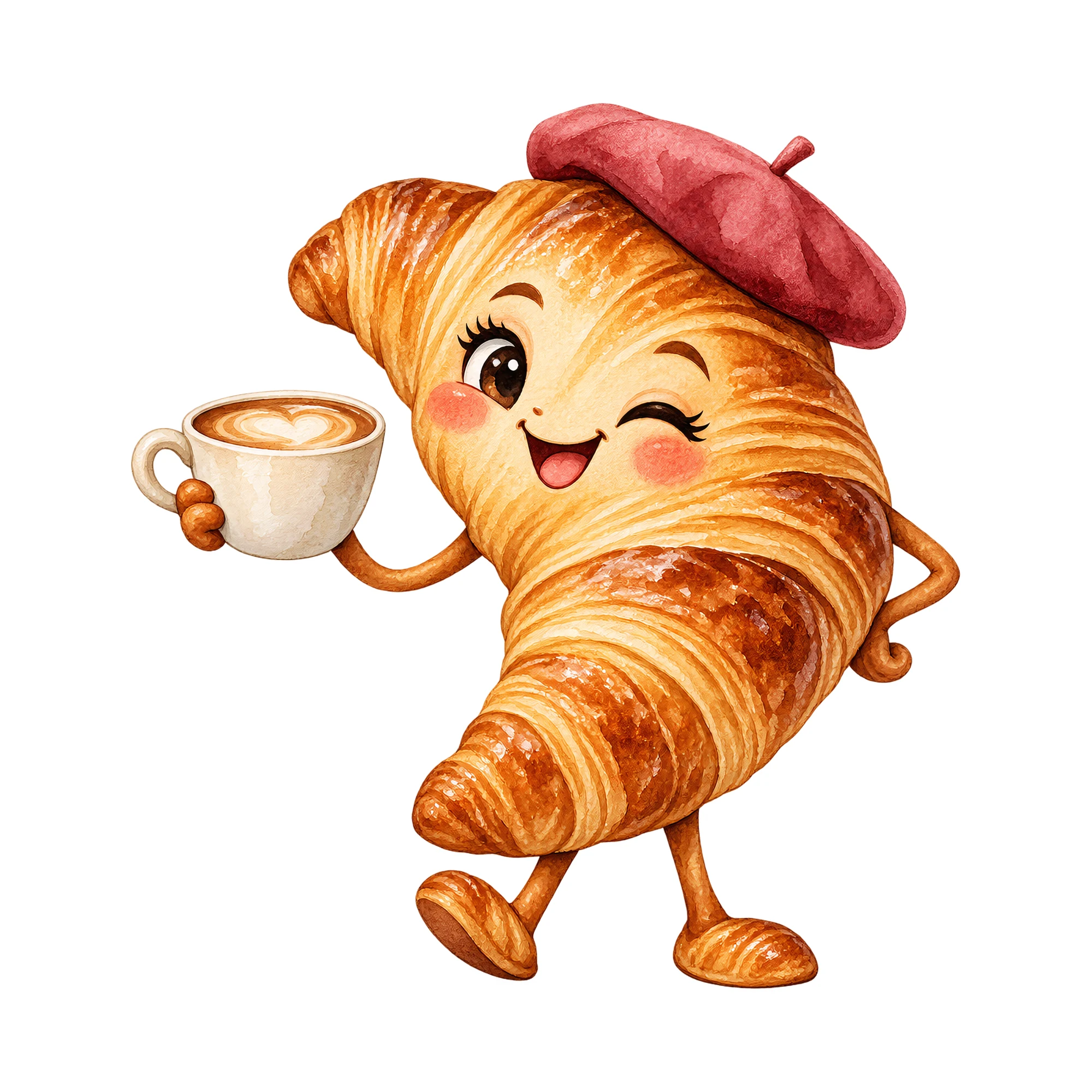 Bügelbild „Croissant in Paris“, Küchen Spruch Bügelbild als Grafik auf weißem Hintergrund (BB019077)