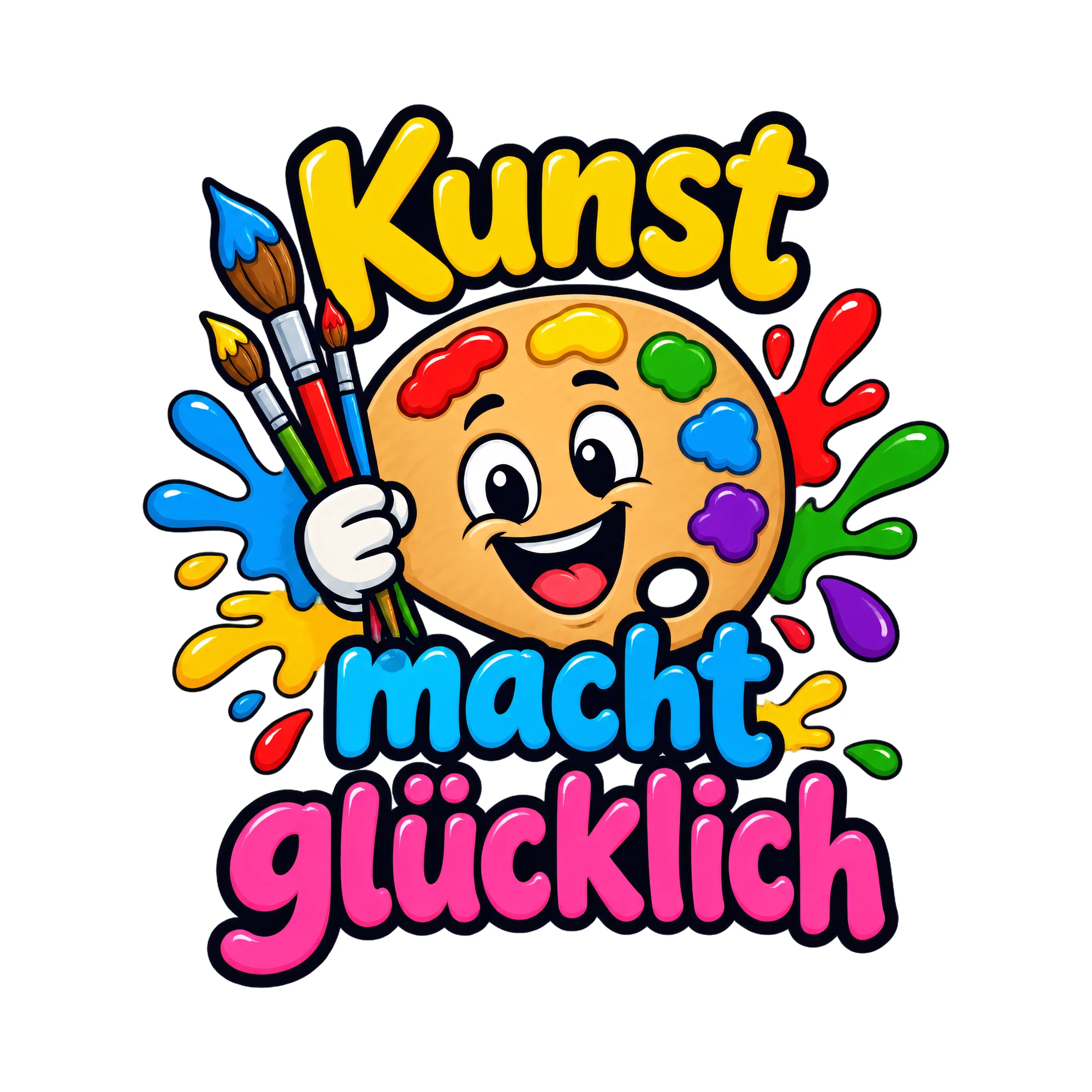 Bügelbild Kunst macht glücklich als Grafik auf weißem Hintergrund (BB019383)