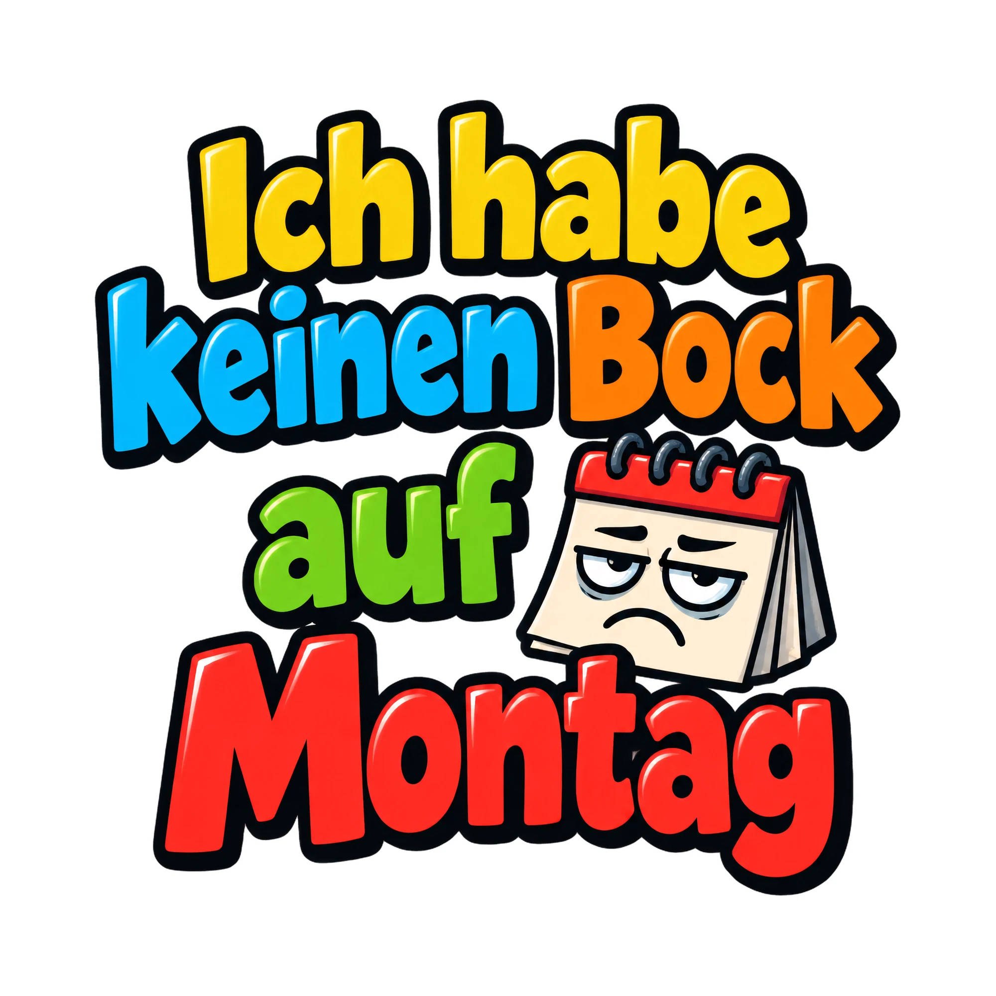 Bügelbild Ich habe keinen Bock auf Montag, Beruf Shirt Spruch als Grafik auf weißem Hintergrund (BB016784)