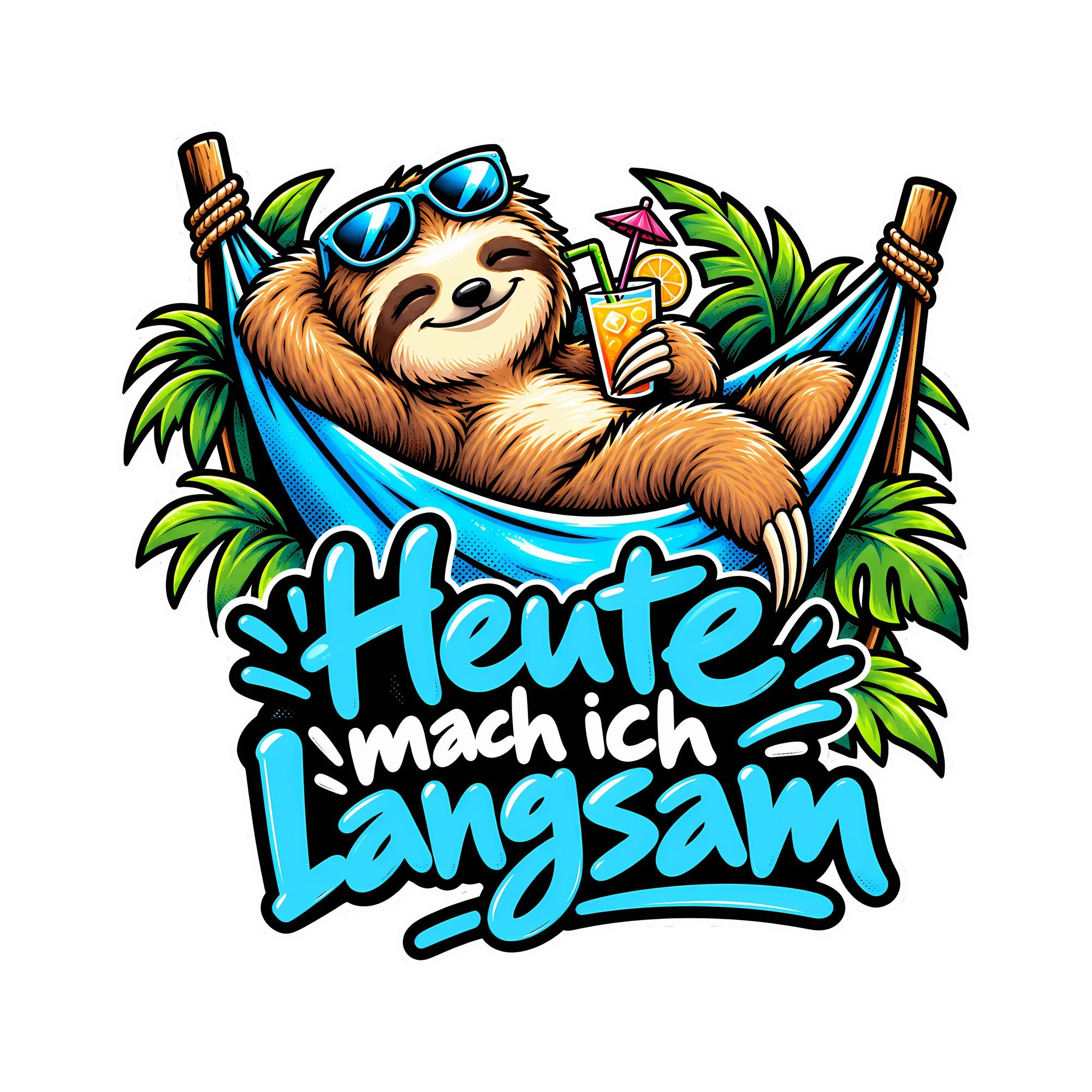 Bügelbild Heute mach ich langsam als Grafik auf weißem Hintergrund (BB012883)