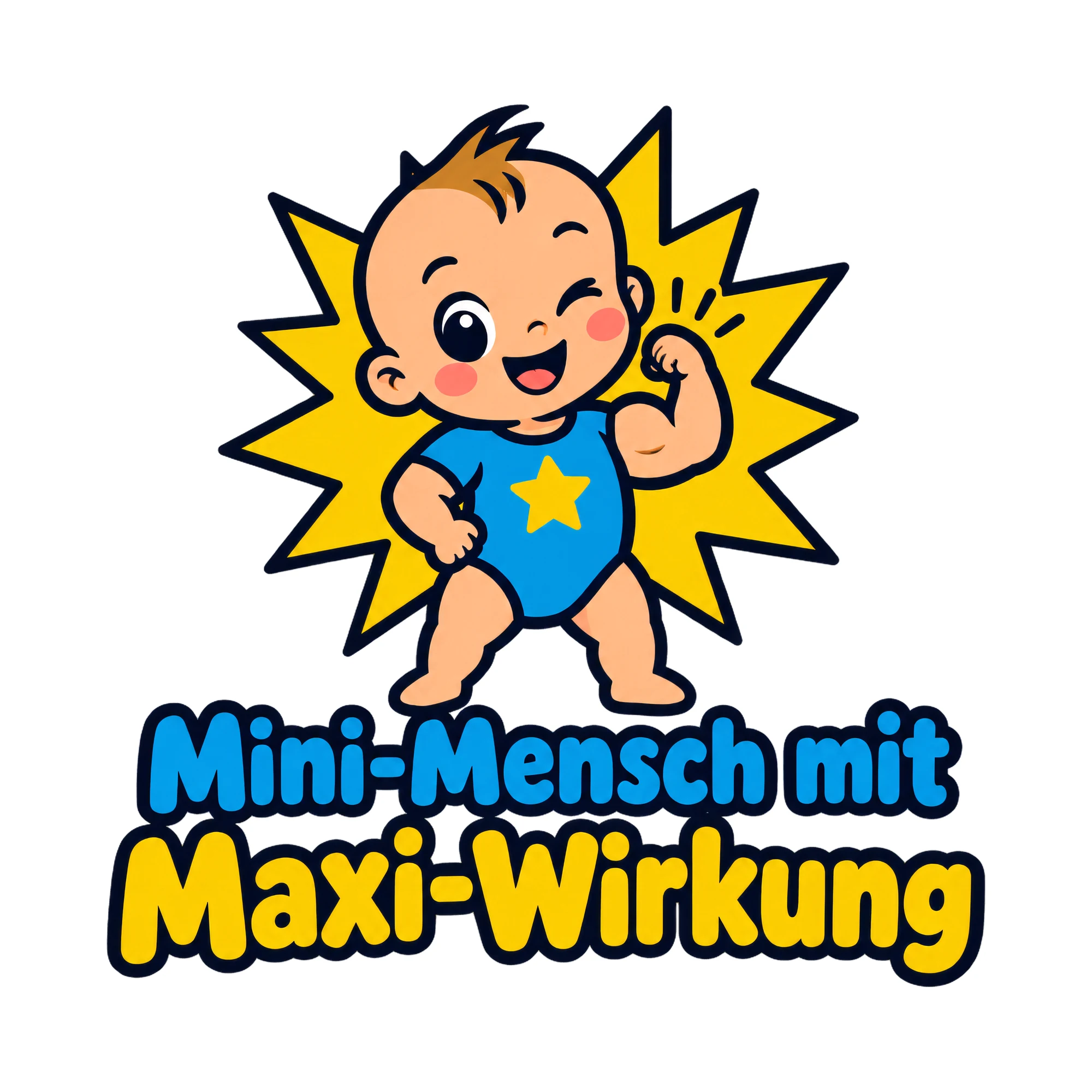 Bügelbild Mini-Mensch mit Maxi-Wirkung als Grafik auf weißem Hintergrund (BB020064)