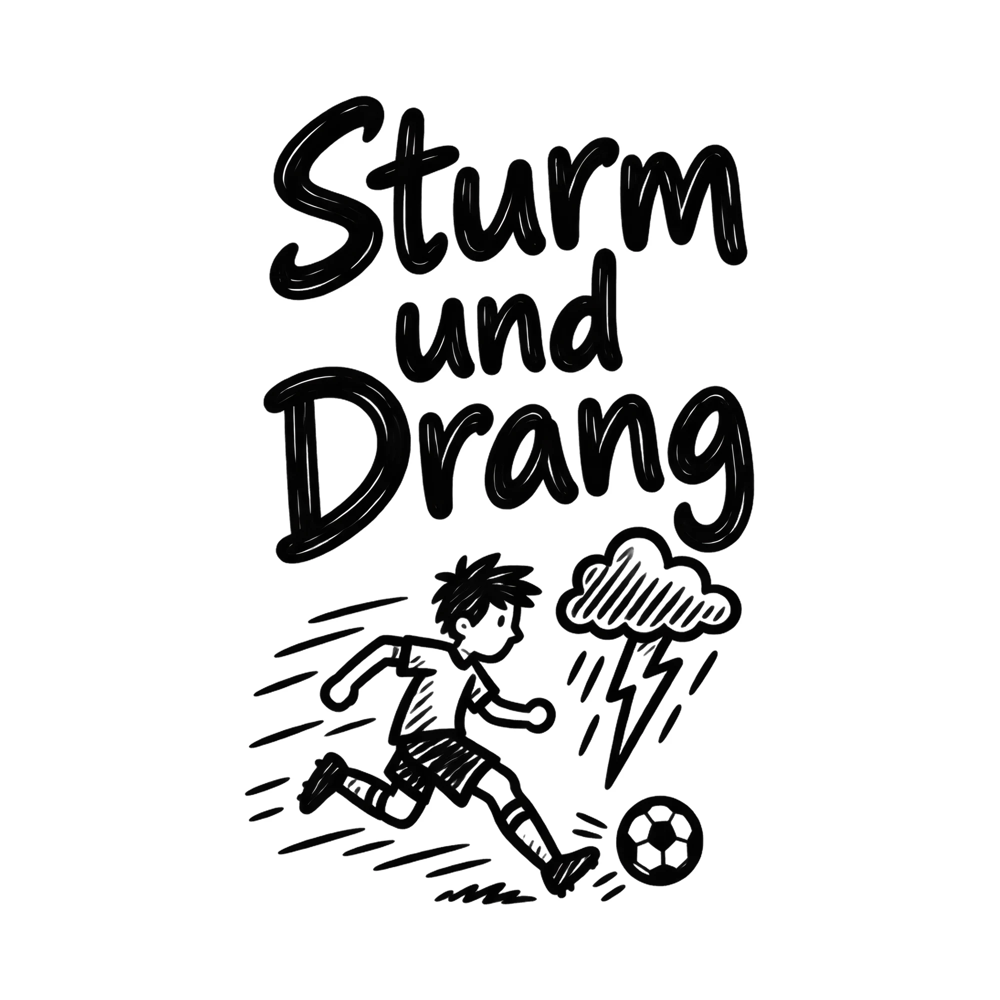 Bügelbild Sturm und Drang, Vereine Shirt Spruch als Grafik auf weißem Hintergrund (BB018670)
