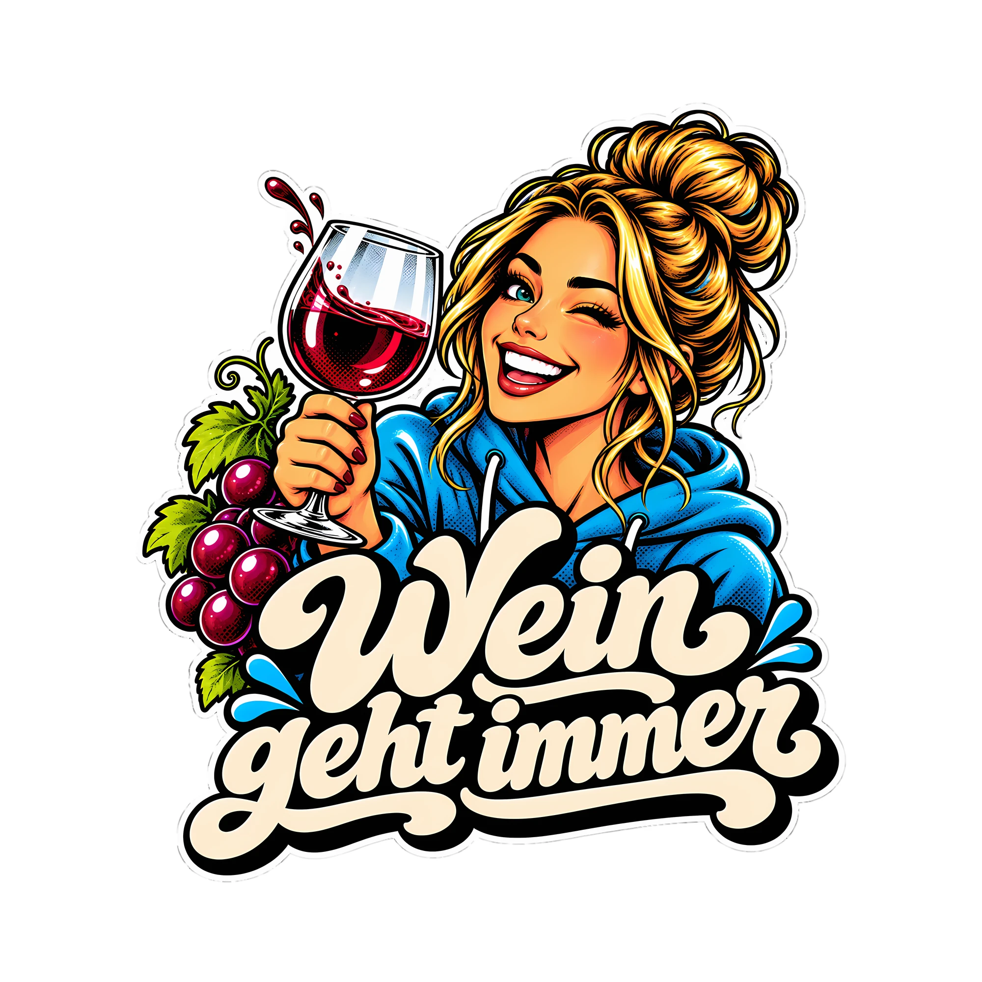 Bügelbild Wein geht immer als Grafik auf weißem Hintergrund (BB011886)