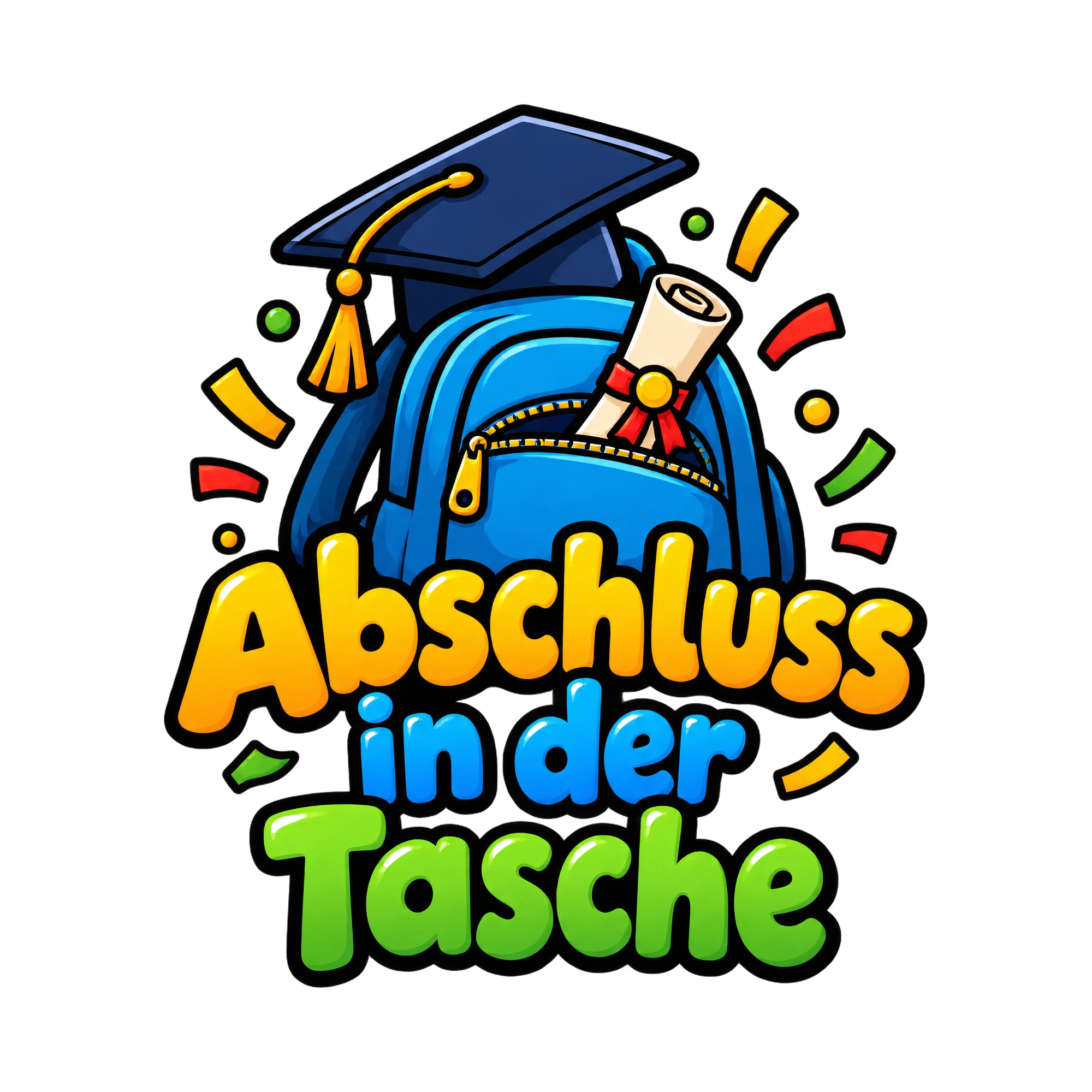 Bügelbild Abschluss in der tasche als Grafik auf weißem Hintergrund (BB016396)