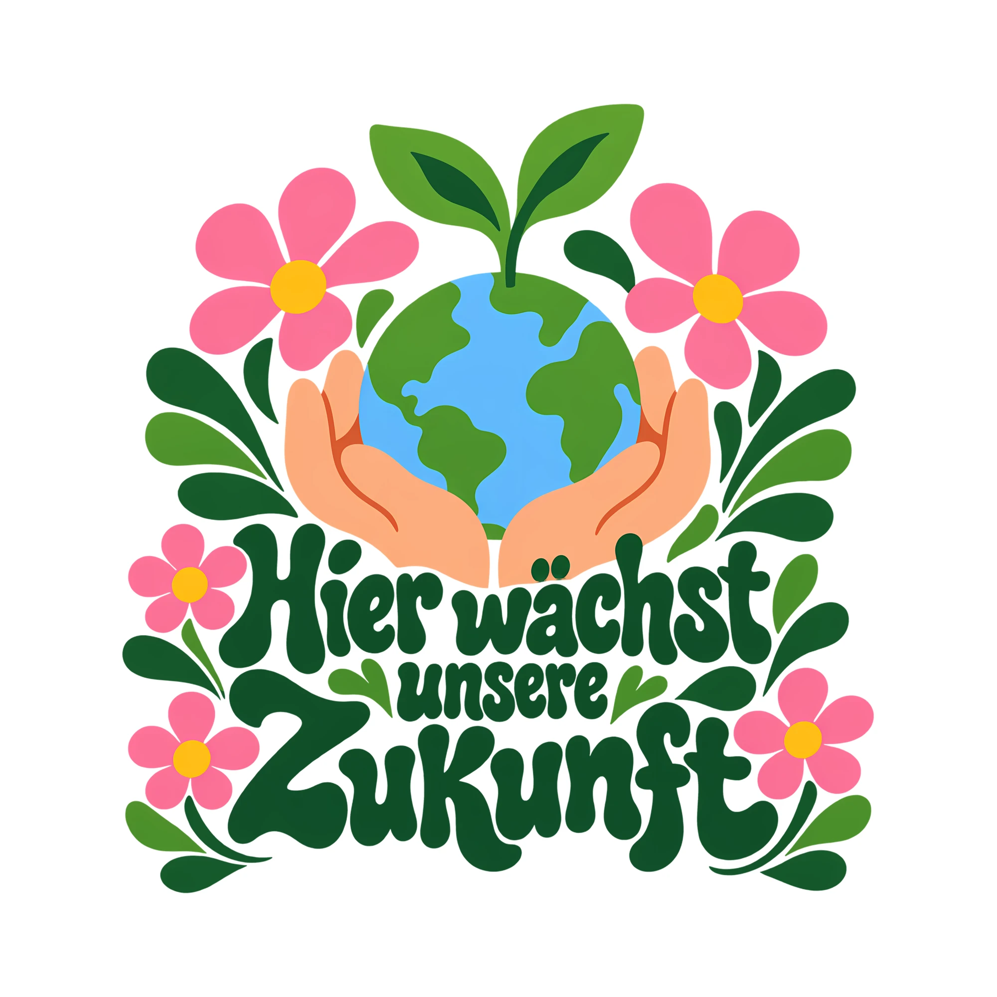 Bügelbild Hier wächst unsere Zukunft als Grafik auf weißem Hintergrund (BB014185)