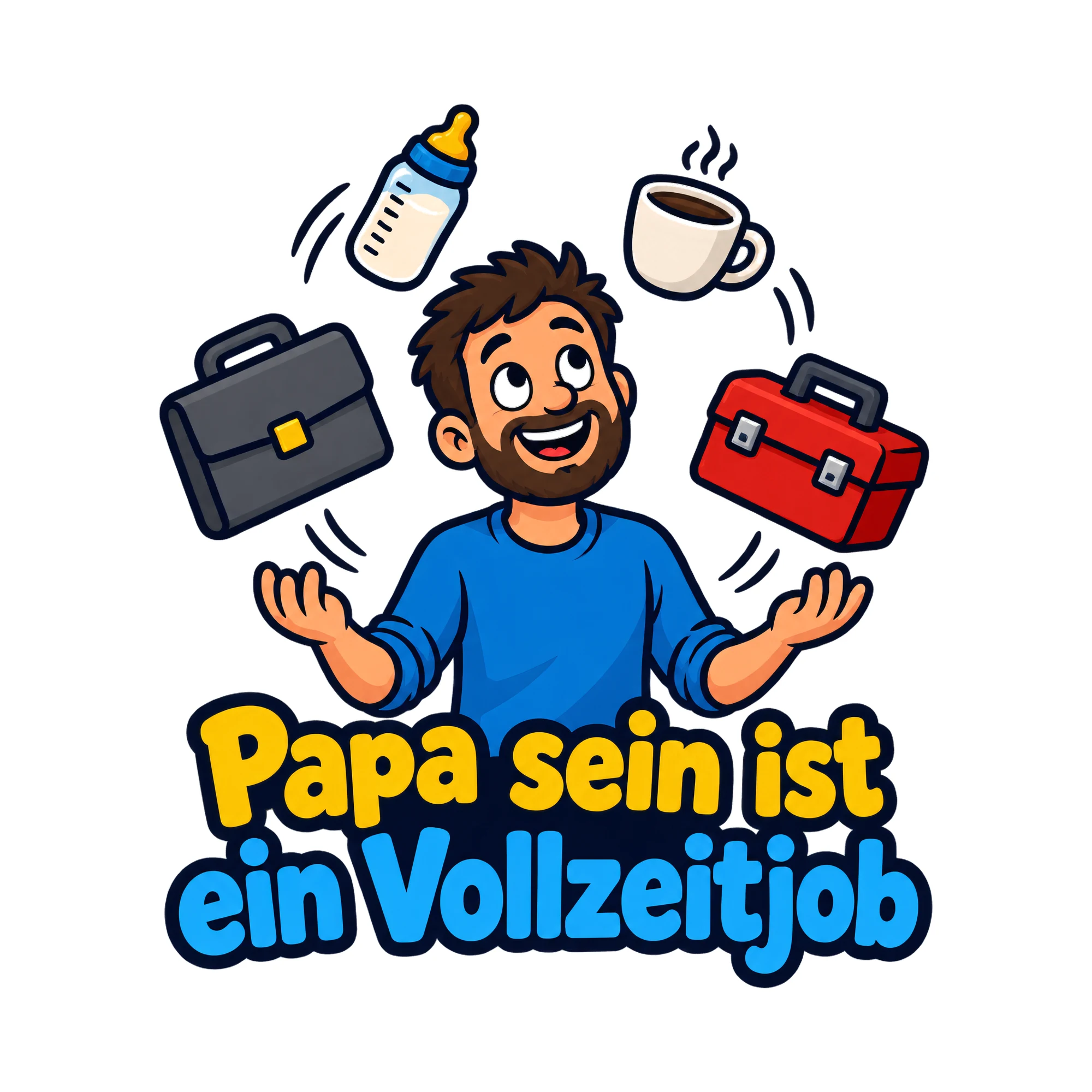 Bügelbild Papa sein ist ein Vollzeitjob als Grafik auf weißem Hintergrund (BB019206)