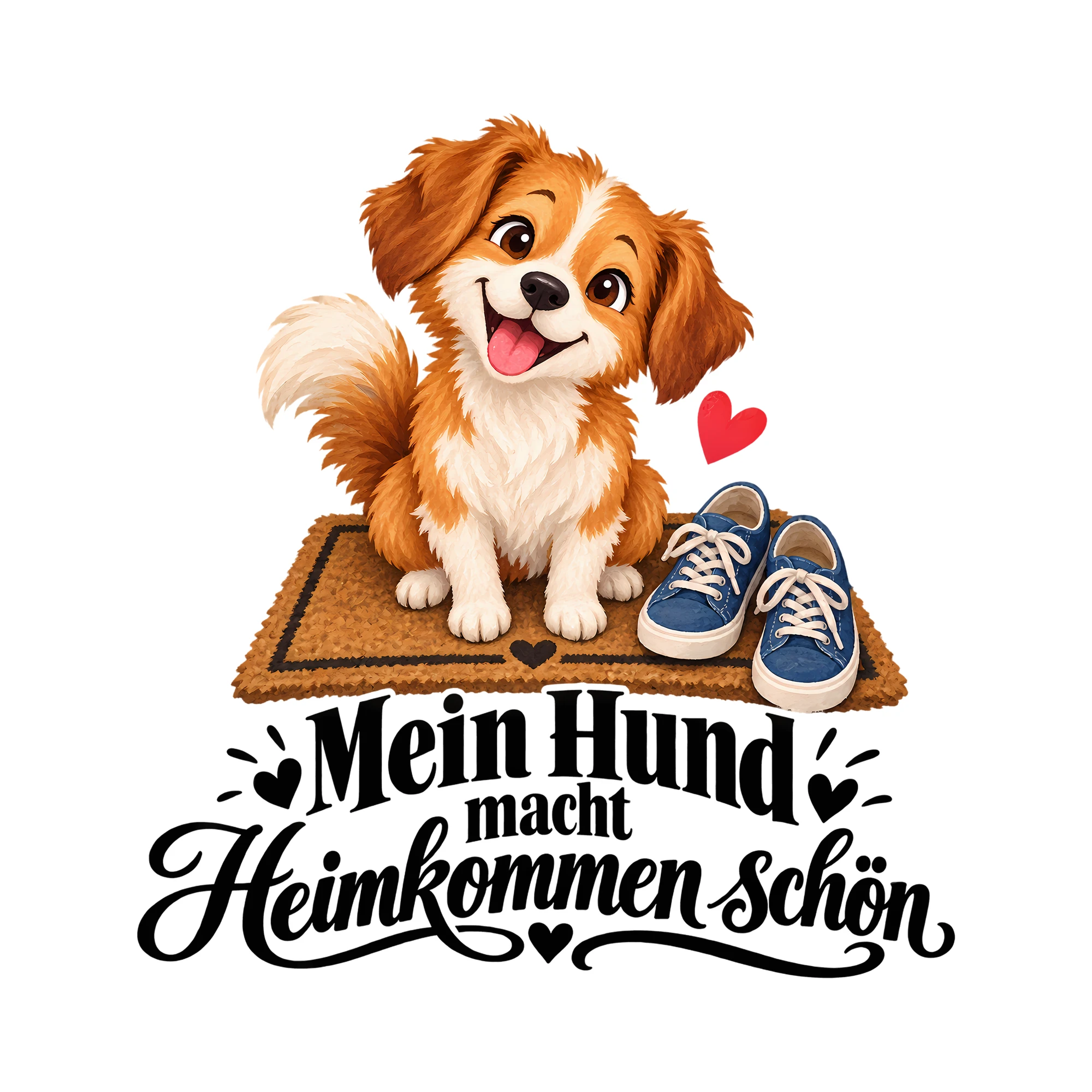 Bügelbild Mein Hund macht Heimkommen schön als Grafik auf weißem Hintergrund (BB013098)