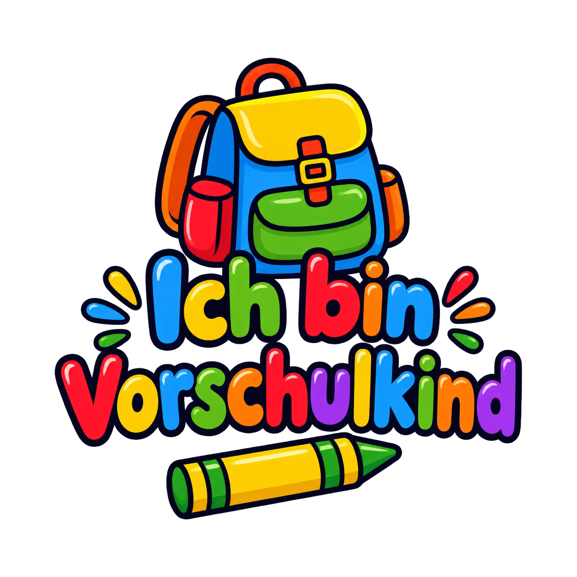 Bügelbild Ich bin Vorschulkind als Grafik auf weißem Hintergrund (BB018728)
