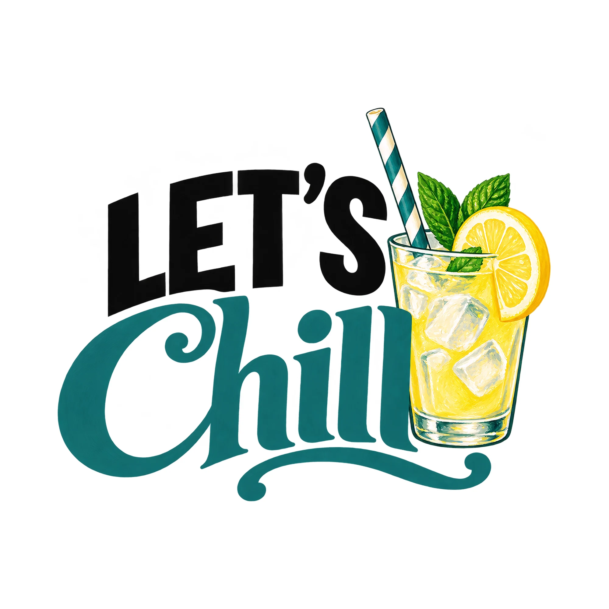 Bügelbild LET'S Chill, Lustiger Shirt Spruch als Grafik auf weißem Hintergrund (BB015820)