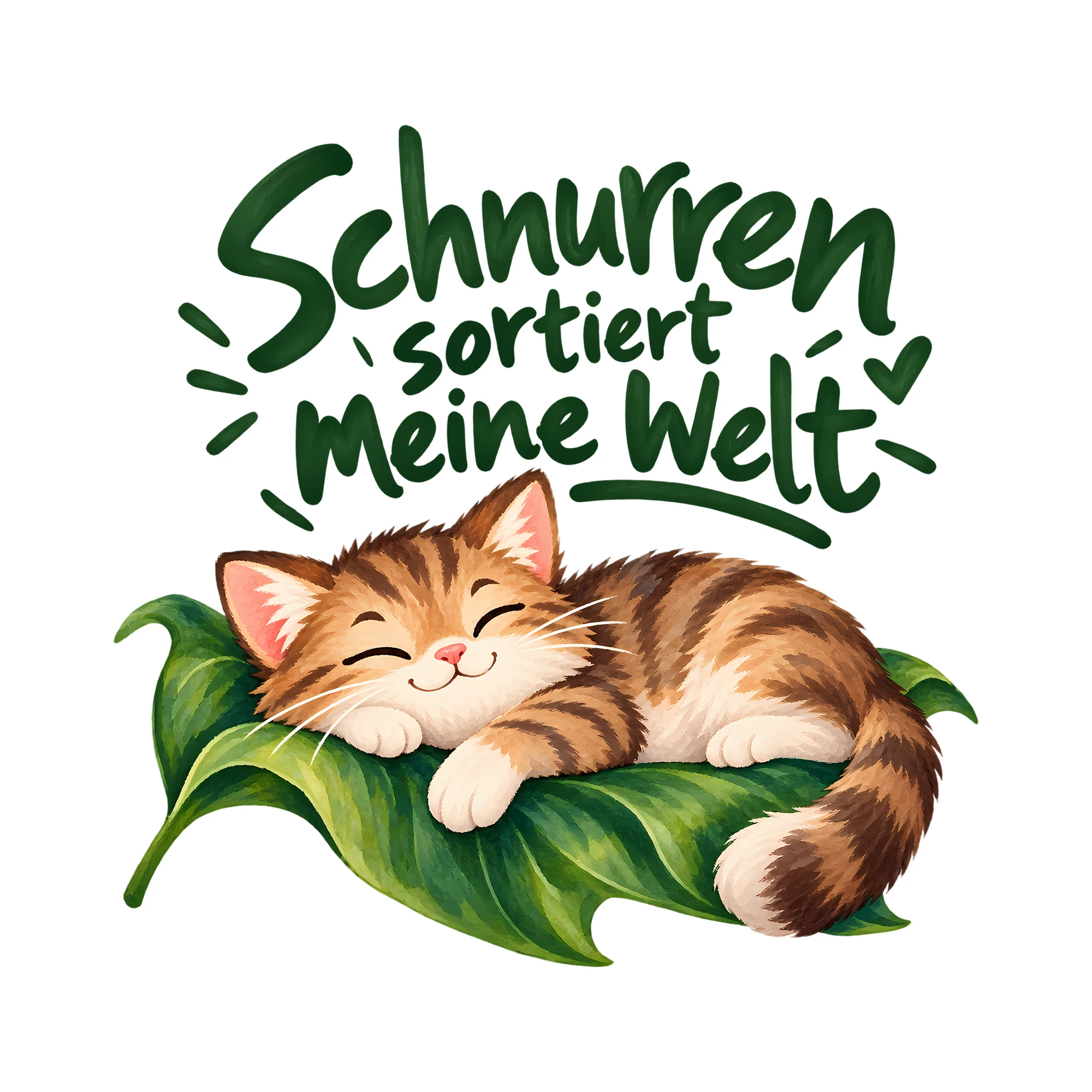 Bügelbild Schnurren sortiert meine Welt als Grafik auf weißem Hintergrund (BB012994)