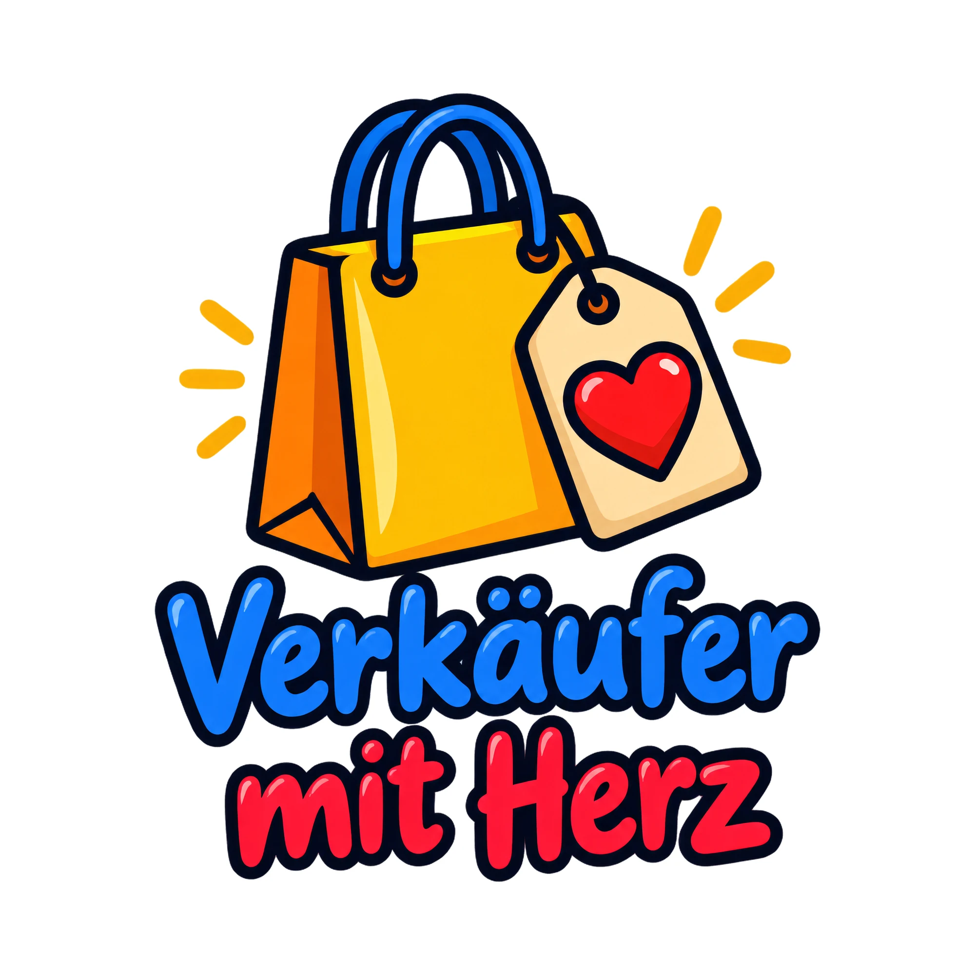 Bügelbild Verkäufer mit Herz, Beruf Shirt Spruch als Grafik auf weißem Hintergrund (BB016656)