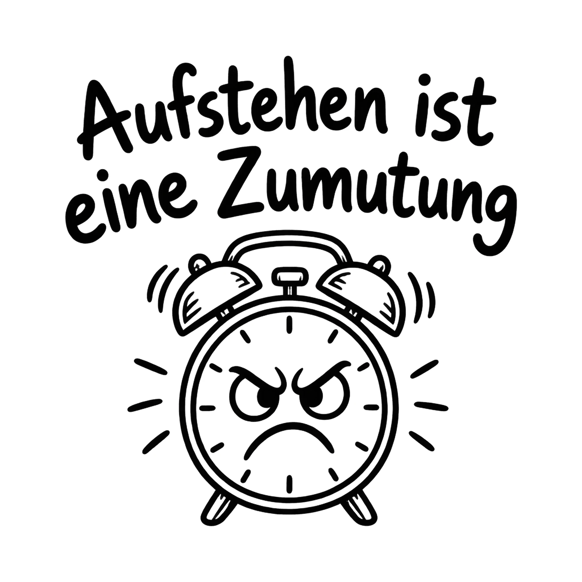 Bügelbild Aufstehen ist eine Zumutung als Grafik auf weißem Hintergrund (BB019872)